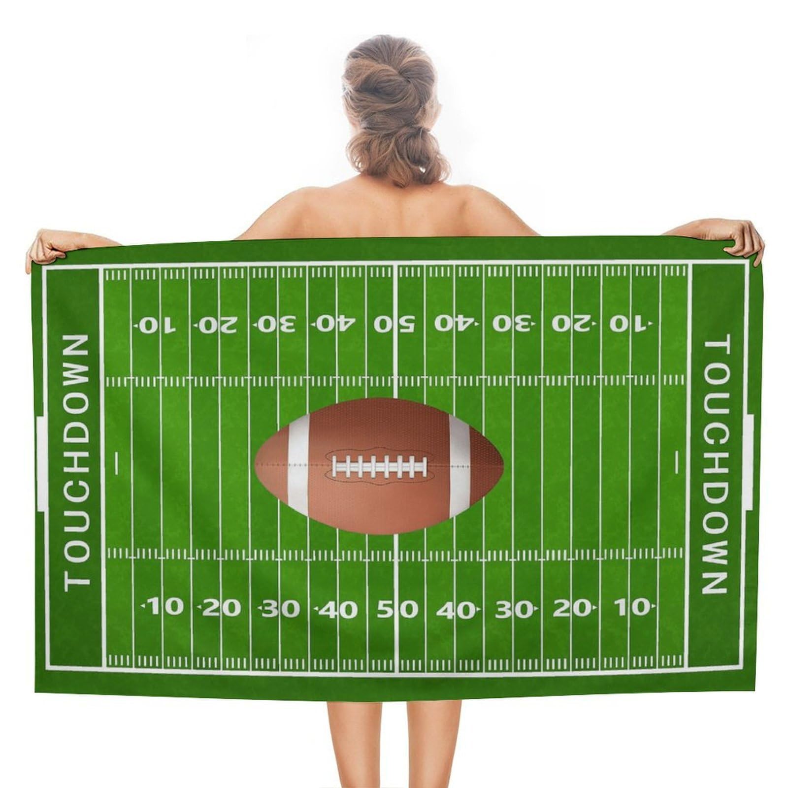 Anceky Football Field Beach Towel Microfiber Soft Absorbent Oversized Large Bath Towel Blanket Thin Quick Dry for Adults Swimming Pool Yoga Gym Travel 51"X31"
