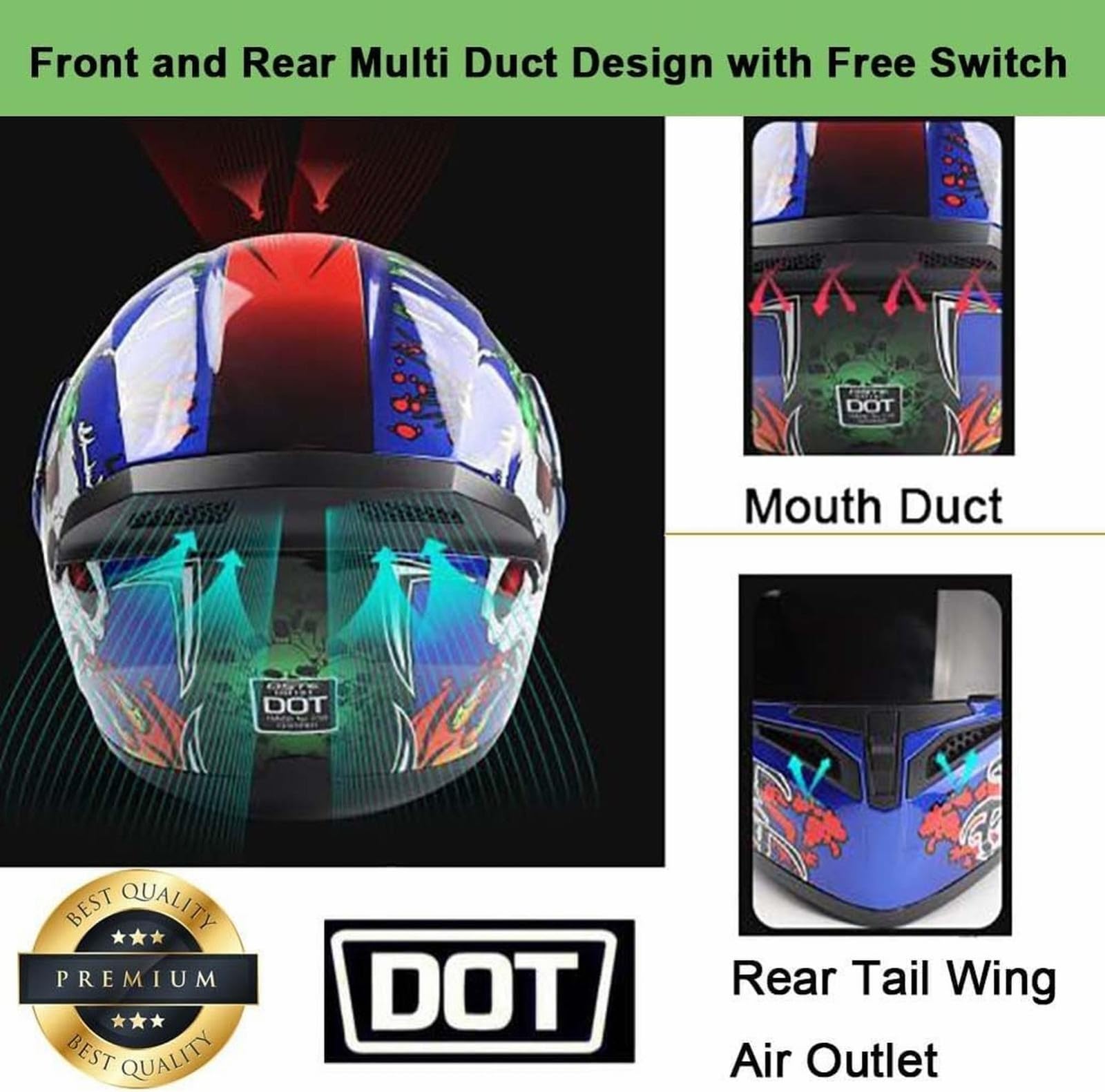 Modular Bluetooth Intercom Motorcycle Helmet,Dot/Ece Approved Double Visor Helmet Built-In Dual Speaker With Microphone,For Adults Men And Women - View #10