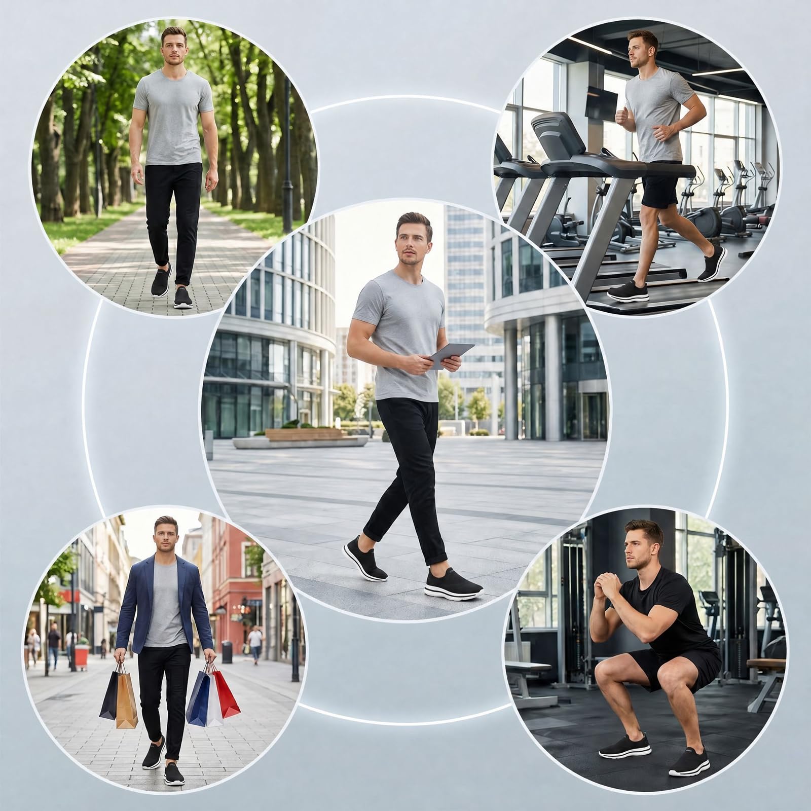 ODCKOI Slip On Sneakers, męskie, bez sznurowadeł, buty outdoorowe, buty do biegania, lekkie, oddychające, bez użycia rąk, do biegania po ulicy