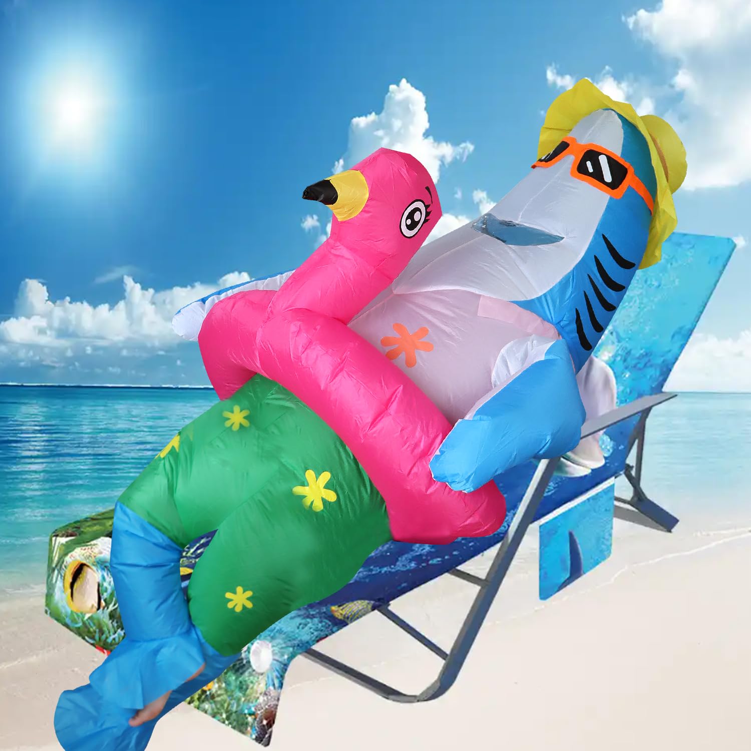 FXICH Costume de Requin Gonflable pour Adulte - Déguisement Amusant pour Halloween - Bleu