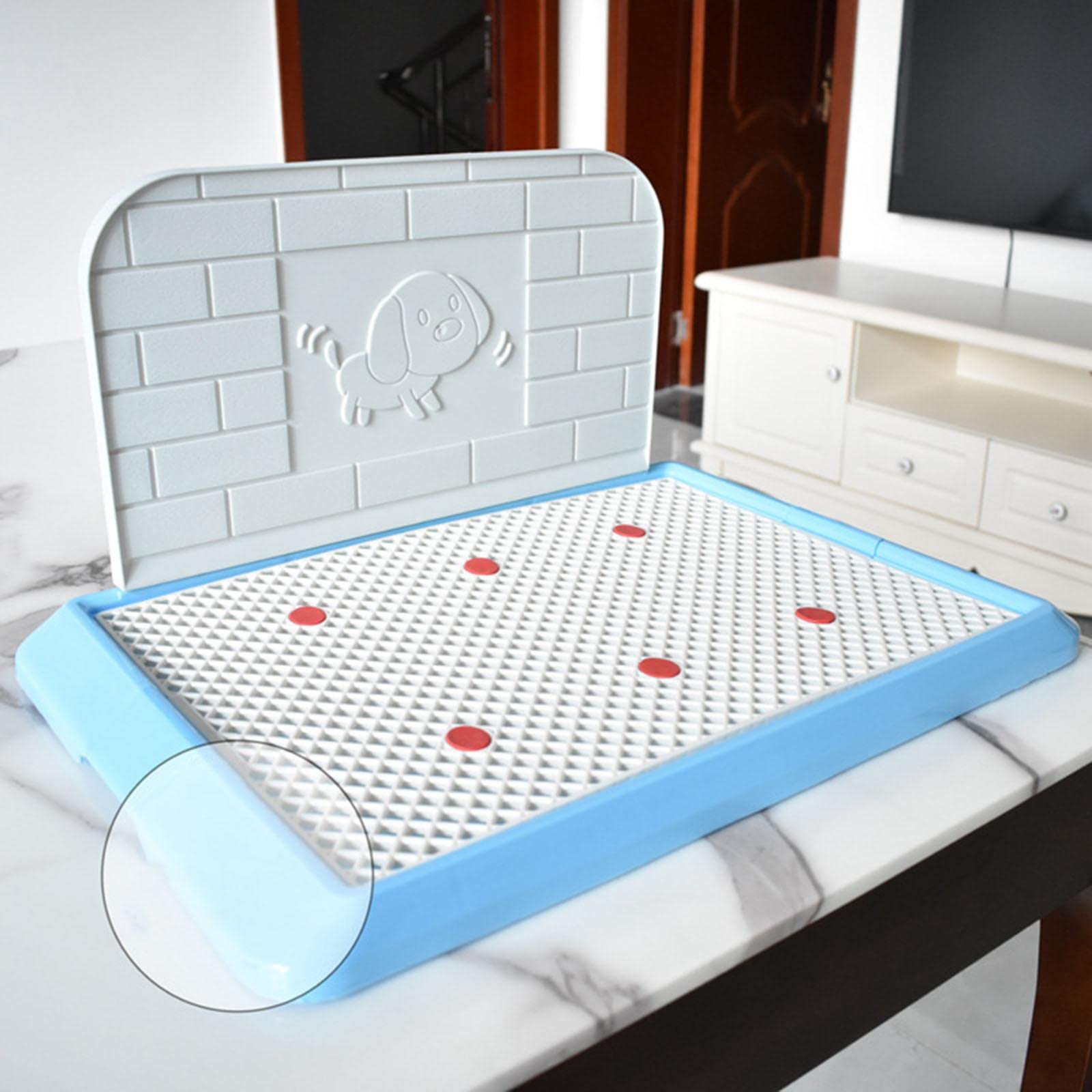 perfk Reutilizable Caja de Arena para Perros Perros Orinal Inodoro Pee Loo Pad Titular Contenedor Pan Bedpan con Cerca Bandeja de Arena para Mascotas
