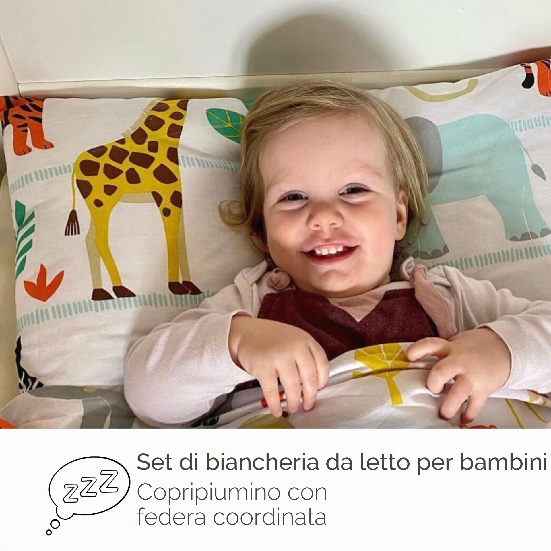 Bloomsbury Mill - Set Copripiumino Singolo Animali del Safari e Giungla - Lenzuola Letto Singolo Reversibile Per Ragazzi e Ragazee - Set di biancheria da letto per bambini - 135 x 200 cm e Federe