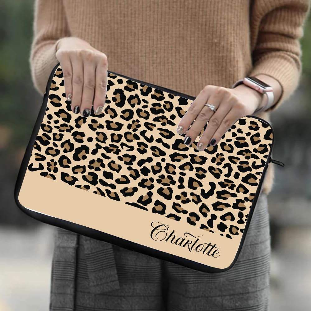 Leopard Cheetah Print Laptop Tote Bag for Woman 15.6 inch Laptop Organizer Bag Teacher Work Purse(925b)