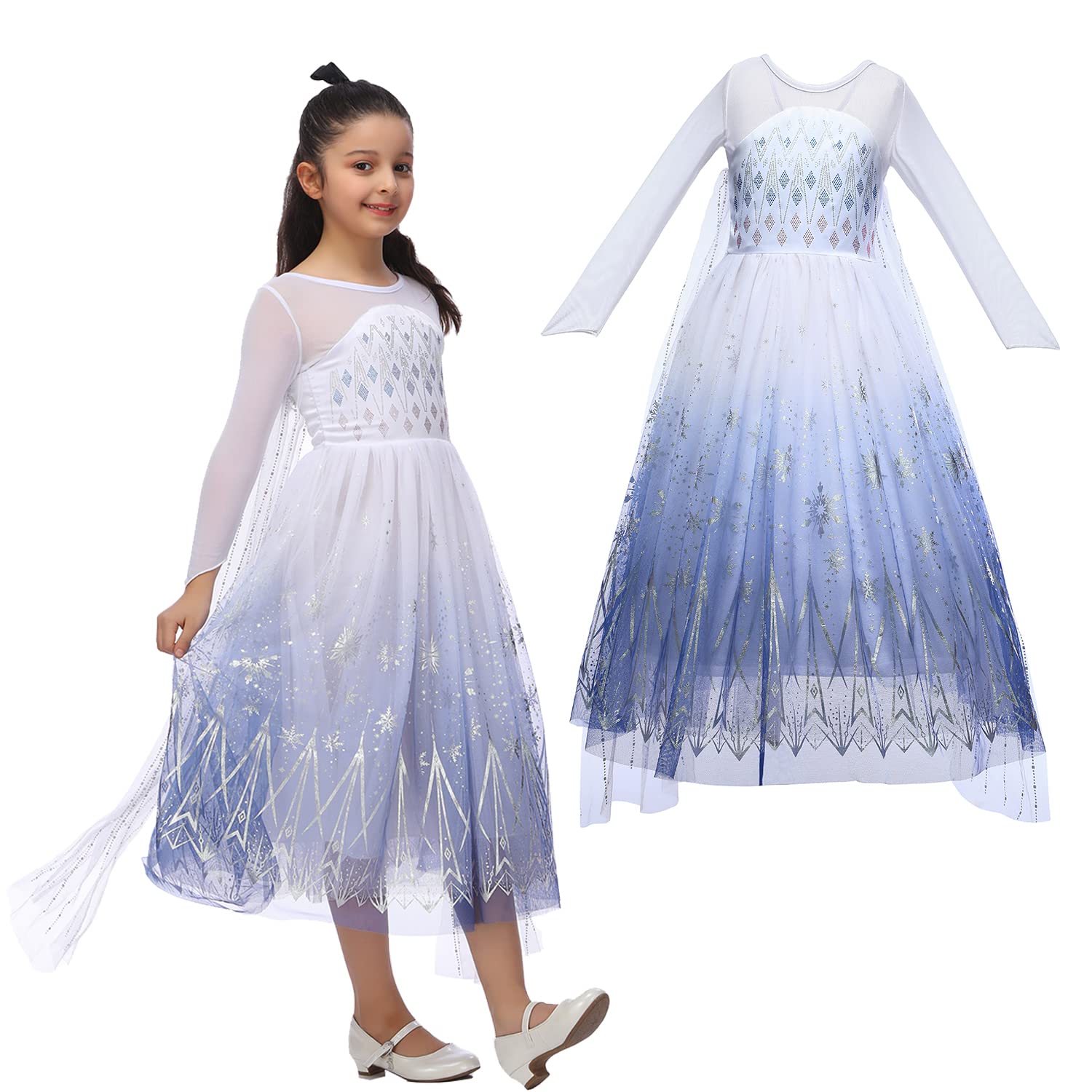 Wiclin Elsa Dress Up for Girls Snow Queen Fancy Dress Girls Princess  Costumes Halloween Christmas Dress Up Outfit 5T-6T/120 - BigaMart