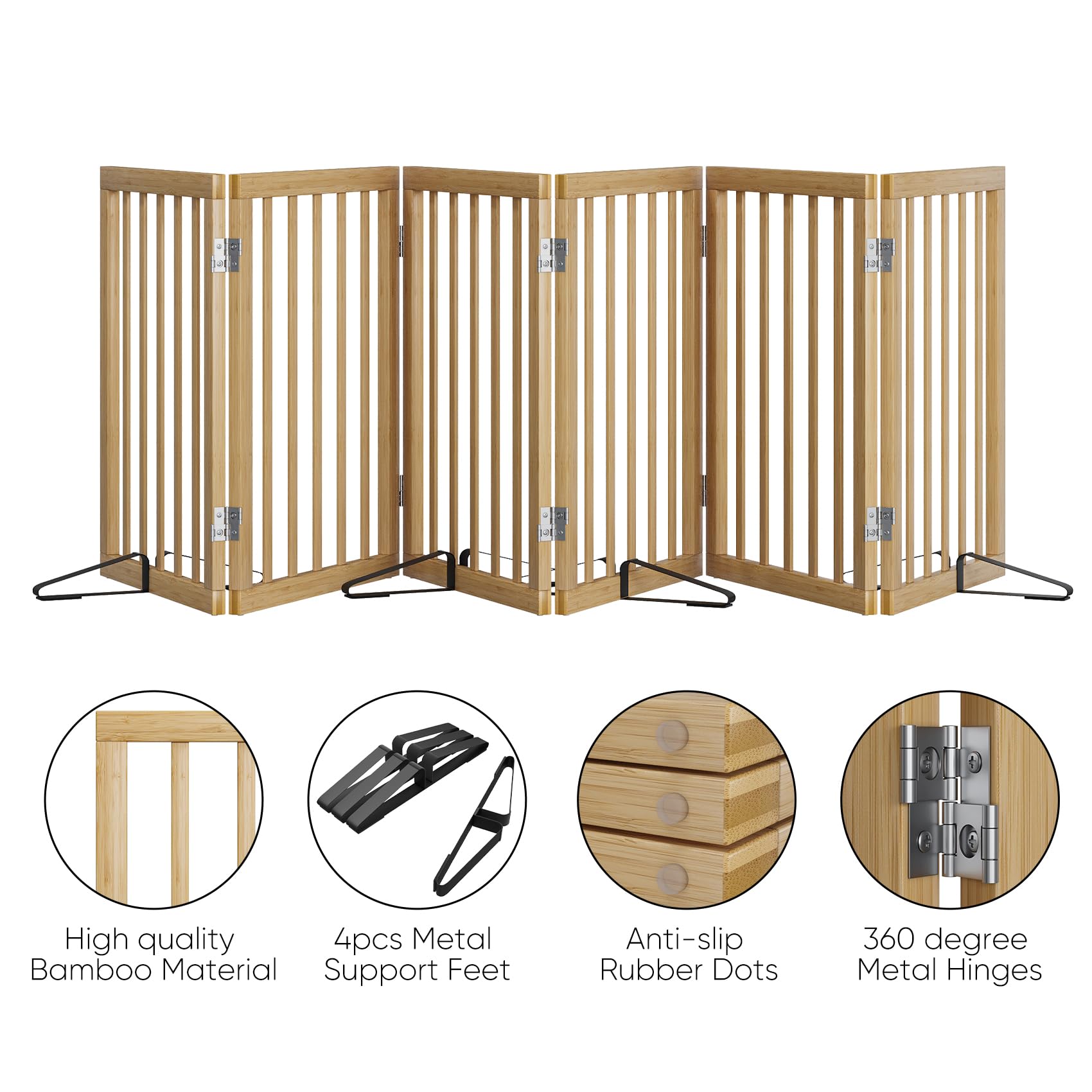 Hundegitter 60 cm hoch freistehend Treppengitter 6-teilig faltbar Haustiergitter