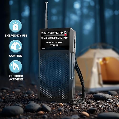 Miniatura 3 de Radios Am FM portátil, radio alimentada por batería con clip trasero, conector para auriculares, radio portátil con altavoz, pequeños regalos para