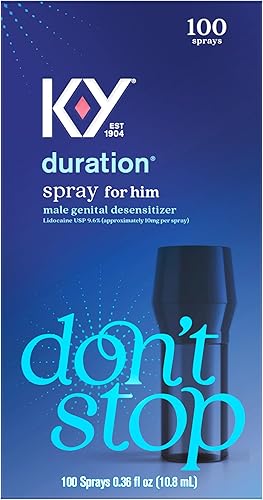 K-Y Aerosol de duración, desensibilizante genital masculino personal, fórmula de lidocaína, potenciador de retardo de control de clímax, 0.36 onzas