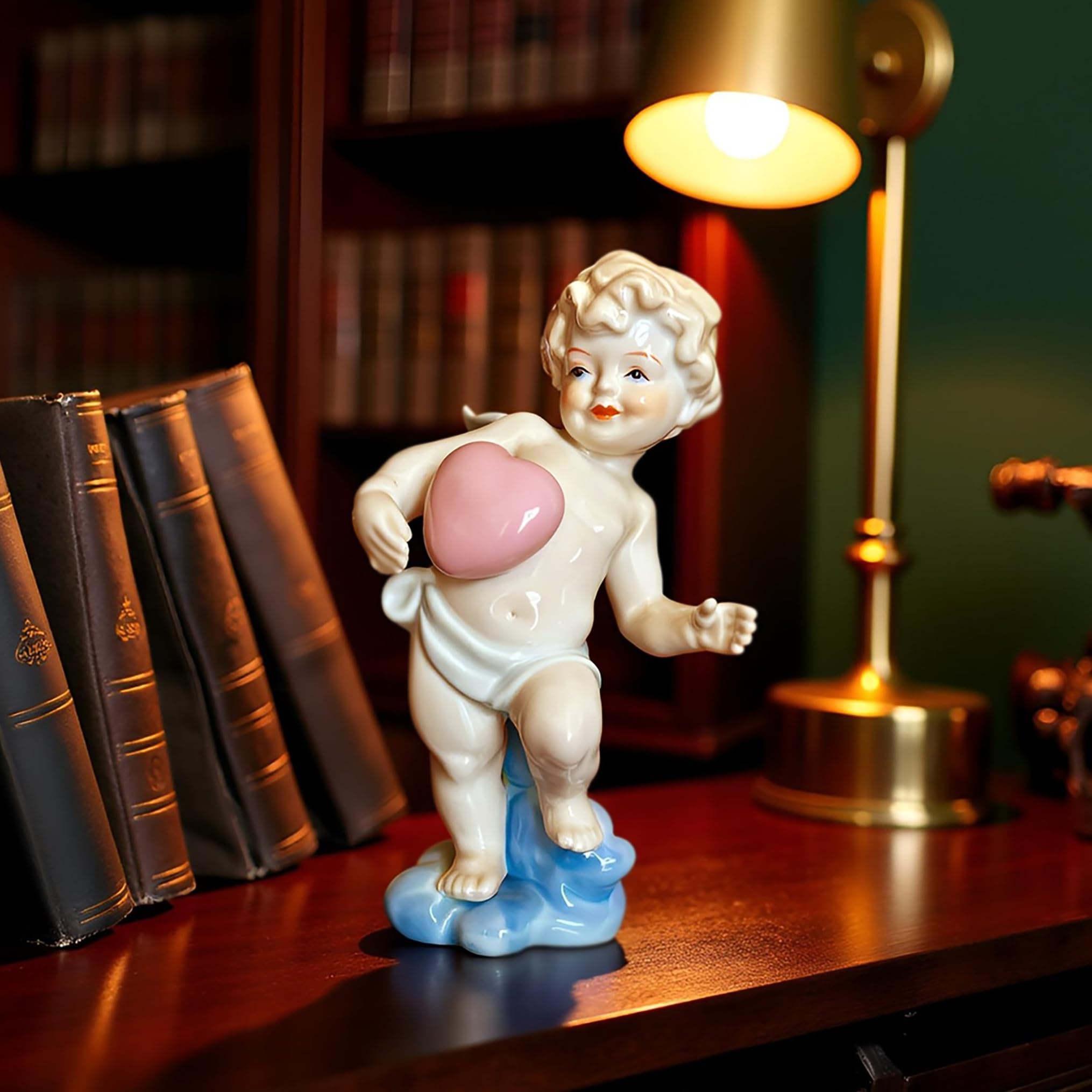 MTME Figuras de porcelana, Ángel Cupido, recuerdos, regalos, escultura decoración del hogar (colse to My Heart)