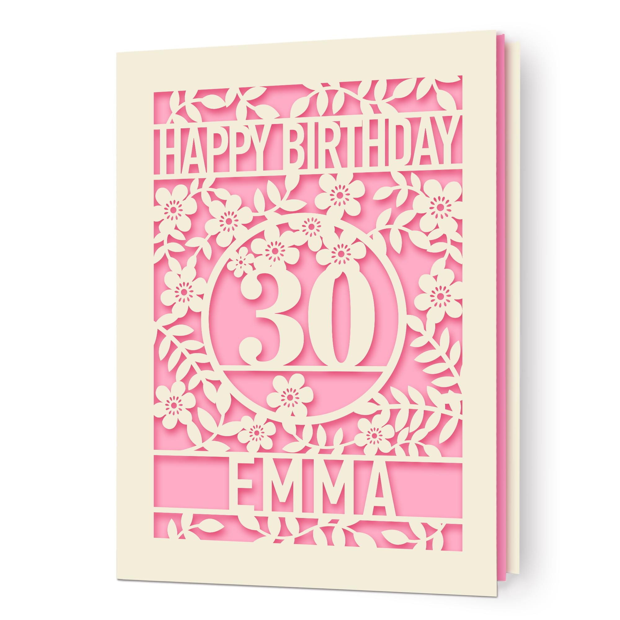 Personalised Happy Birthday Cards Laser Paper Cut Greeting Cards Birthday Custom Gift Happy Birthday Card for Women Daughter Girl 13th 16th 18th 21st 30th (Pink) — image 1