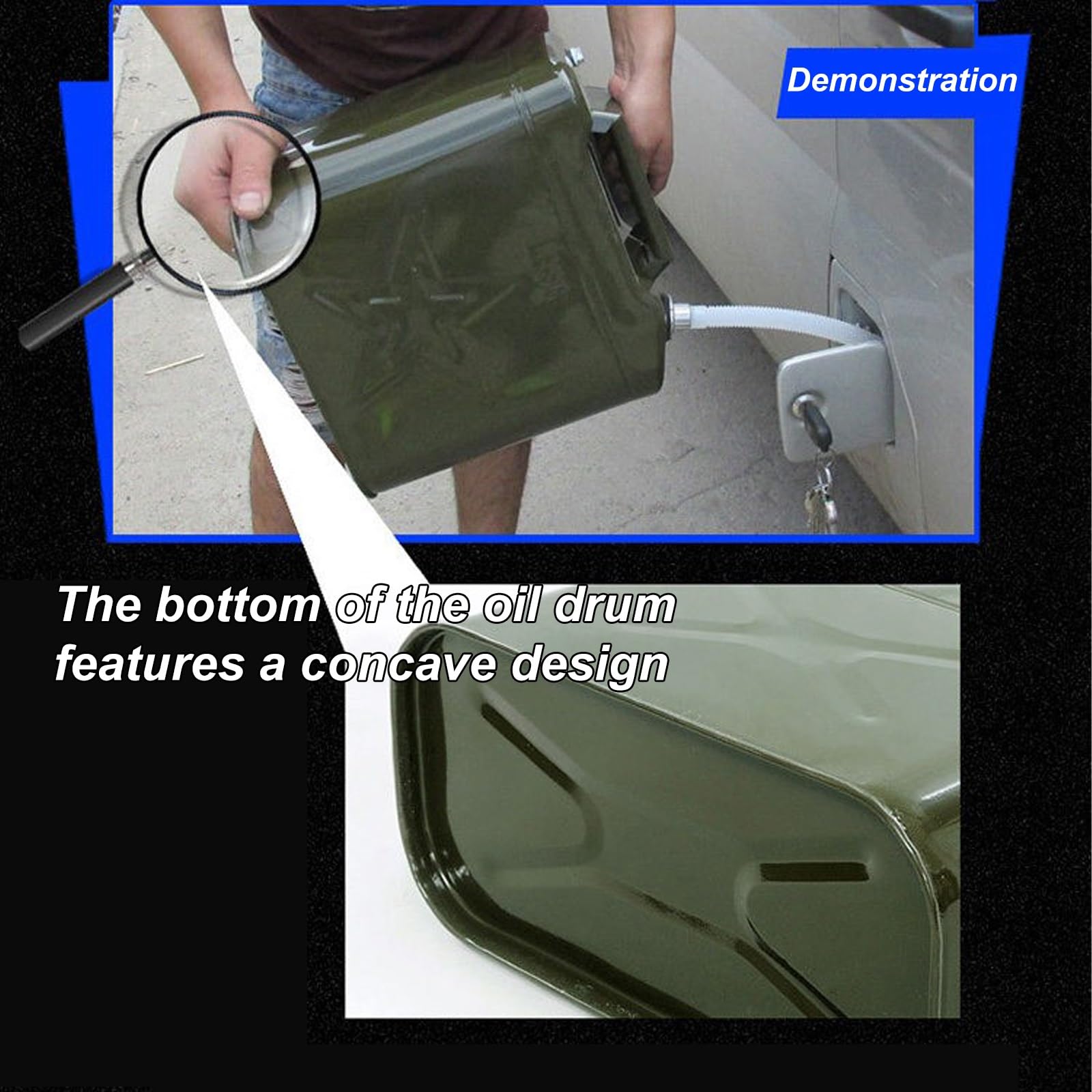 Bidon D'Essence en Métal, Jerrican Essence, avec Tube Verseur et Poignée, Transportable par Deux Personnes, Surface Lisse Sans Bavures, Idéal pour les Voyages et le Camping(20L)