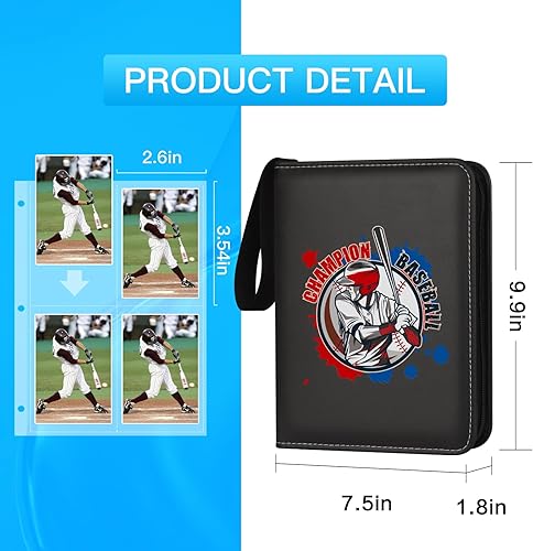 Miniatura 2 de Carpeta de tarjetas de béisbol de 4 bolsillos, carpeta de tarjetas para béisbol con mangas, carpeta de tarjetas deportivas, álbumes coleccionables