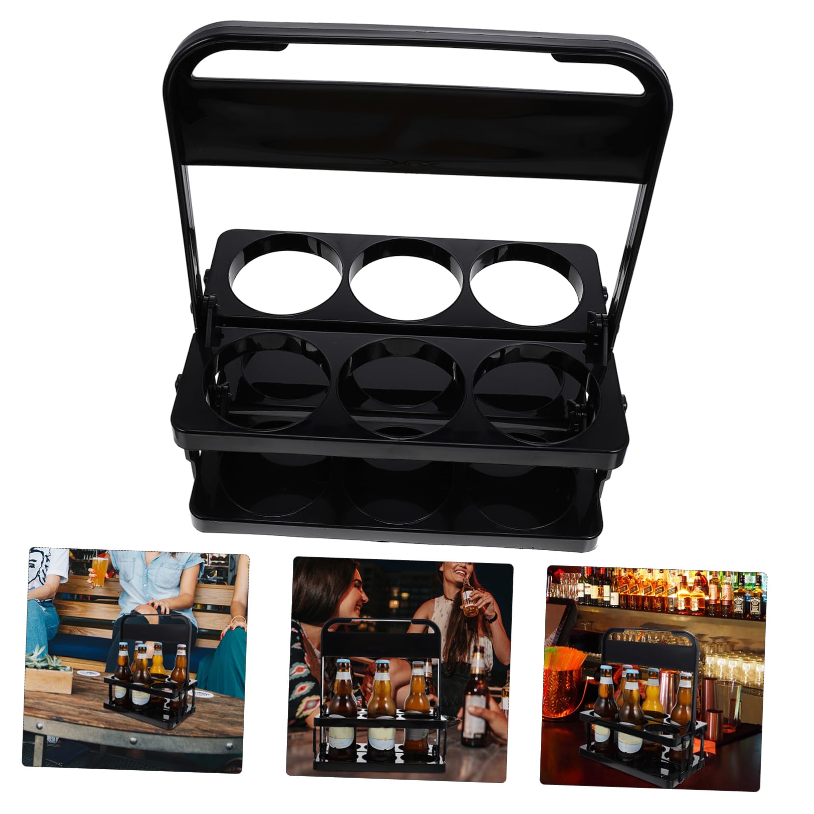 Cabilock 4 Piezas Soporte para Botellas de Cerveza Plegable y Portátil Organizador Resistente de Botellas con Asa Material y Envejecimiento para Fiestas y Uso Diario