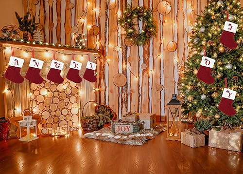 Miniatura 9 de Medias de Navidad con inicial, letra pequeña bordada de punto, medias de Navidad rojas y blancas, letras con monograma, medias de Navidad para