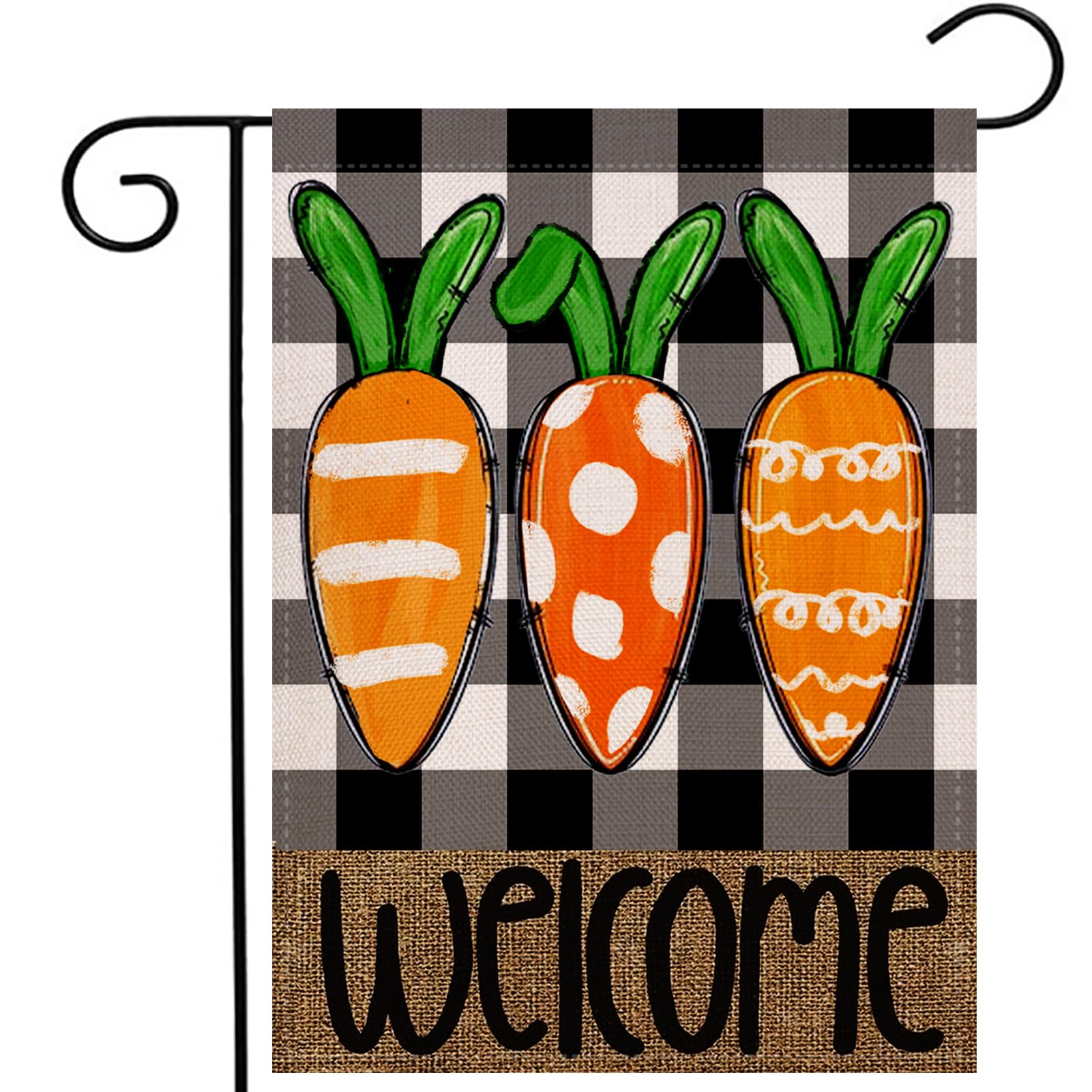 Easter Carrot Welcome Garden Flag 12.5x18 Inch Double Sided Outside, Happy Easter Yard Outdoor Decoration