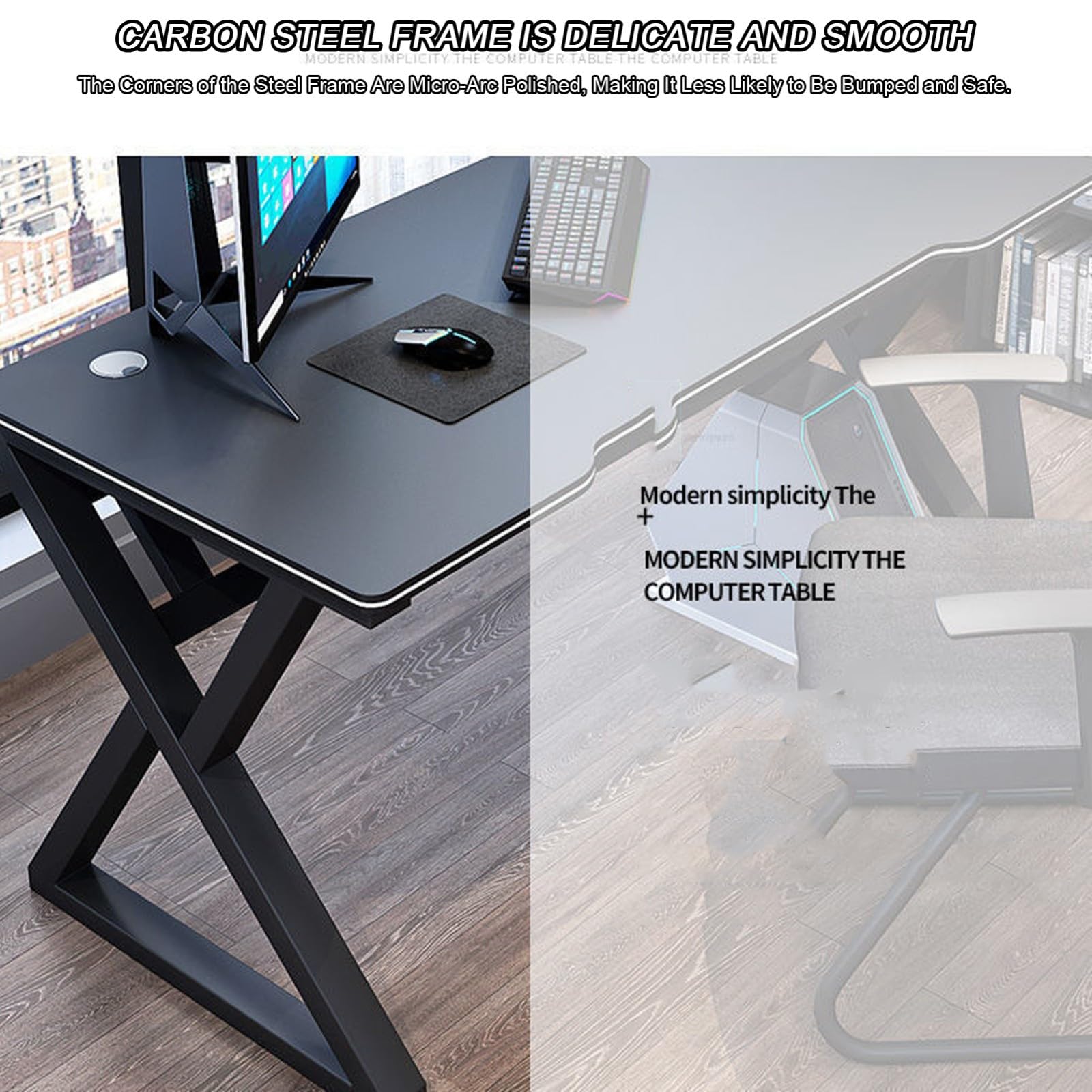 Escritorio para computadora, estación de Trabajo, Escritorio para PC, Estudio, Escritorio, Mesa de Juegos, Mueble de Estudio, Doble Orificio para gestión (C-100CM