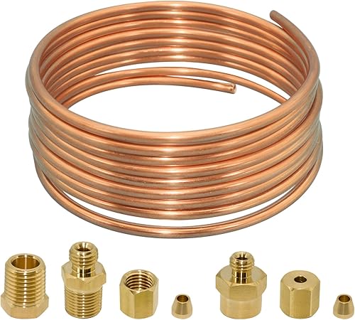 Kit de tubos de manómetro de aceite de 72 pulgadas, juego de tubo de cobre y piezas roscadas, ajuste universal 1 set