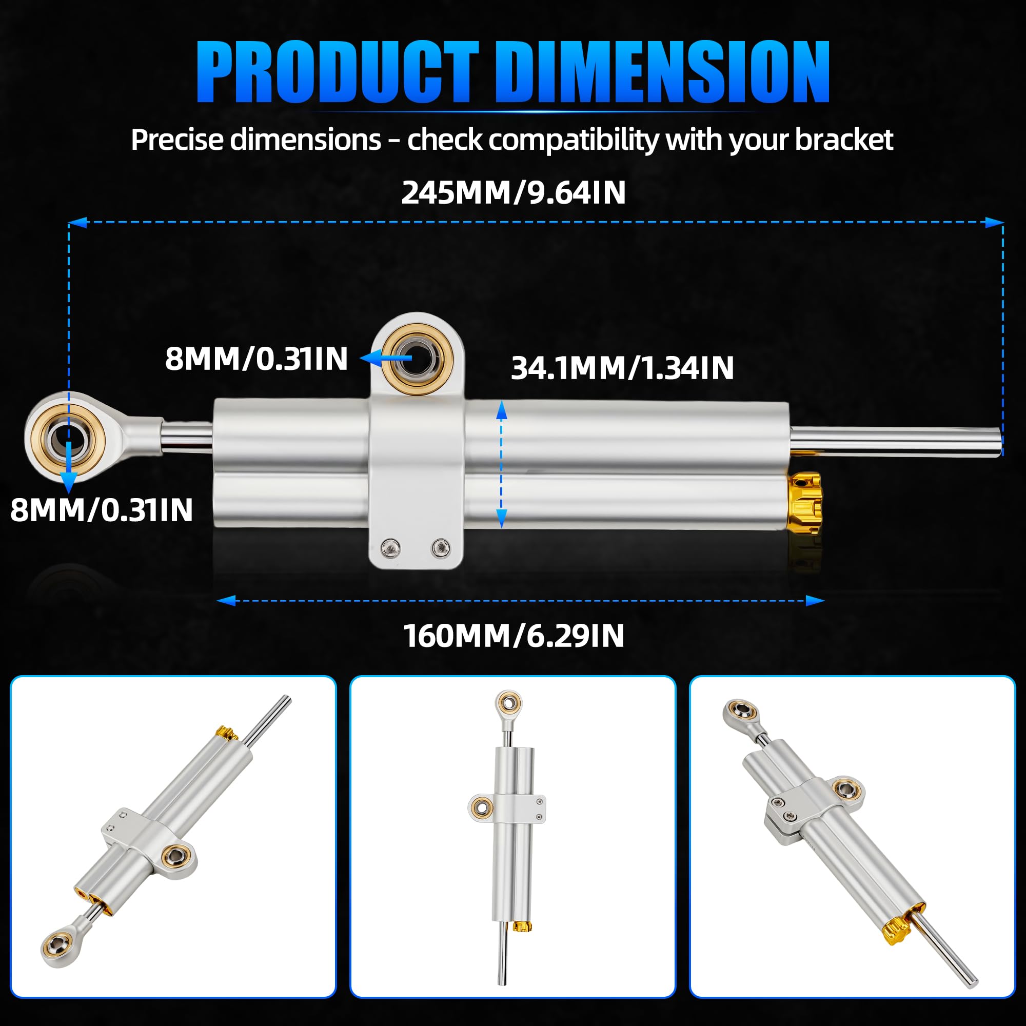 Estabilizador de Amortiguador de Dirección de Moto Estabilizadores Ajustables Universales para Motocicleta para ADV R6 Z1000 Z900 R1 6 CBR600 1000 GSX-R1000 ZX-10R R1250GS Scooter