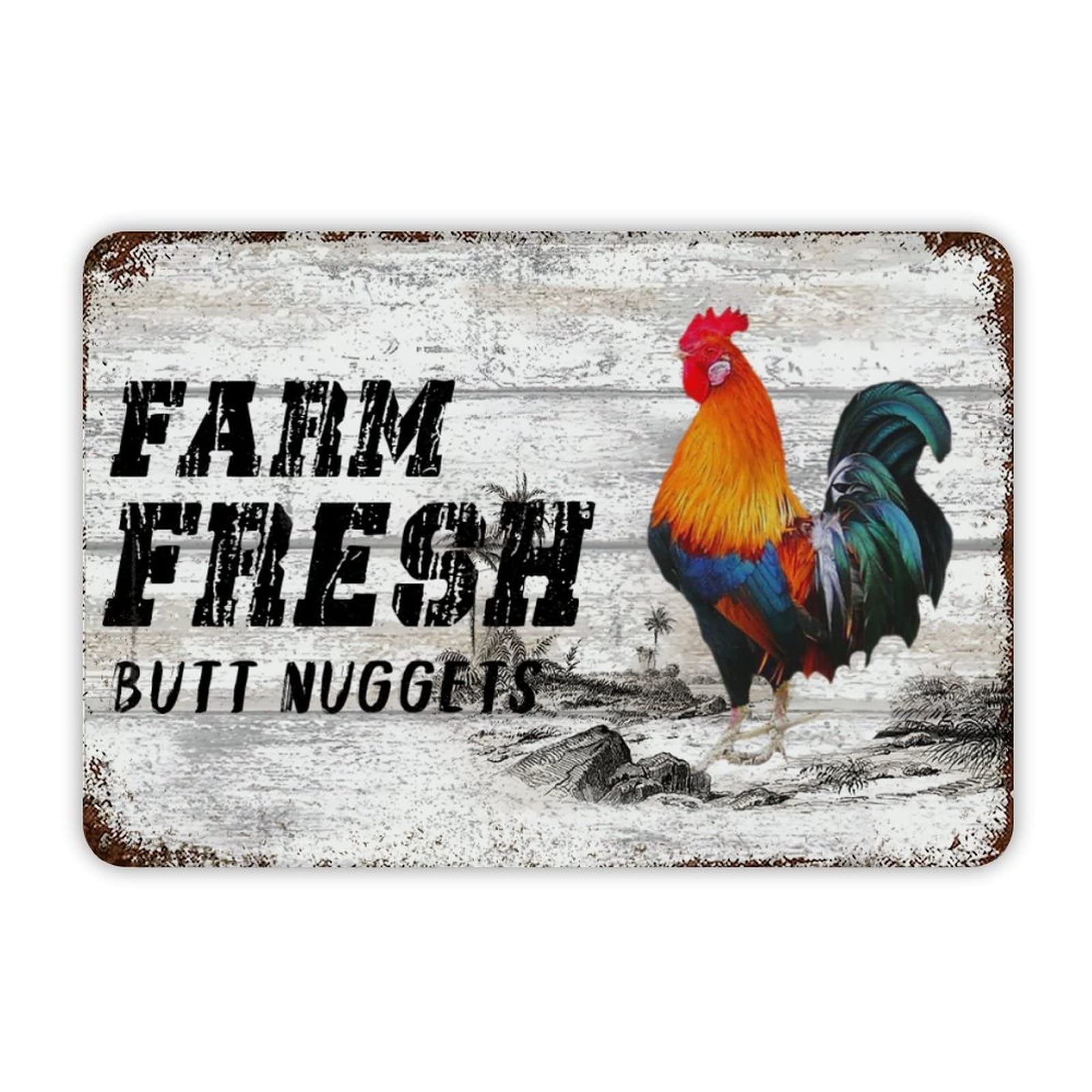 ENEDNATE Farm Fresh Butt Nuggets Aluminum Sign 12x8 inch Vintage Metal Tin Sign Home Decor for Club Bar Garden Kitchen Restaurant