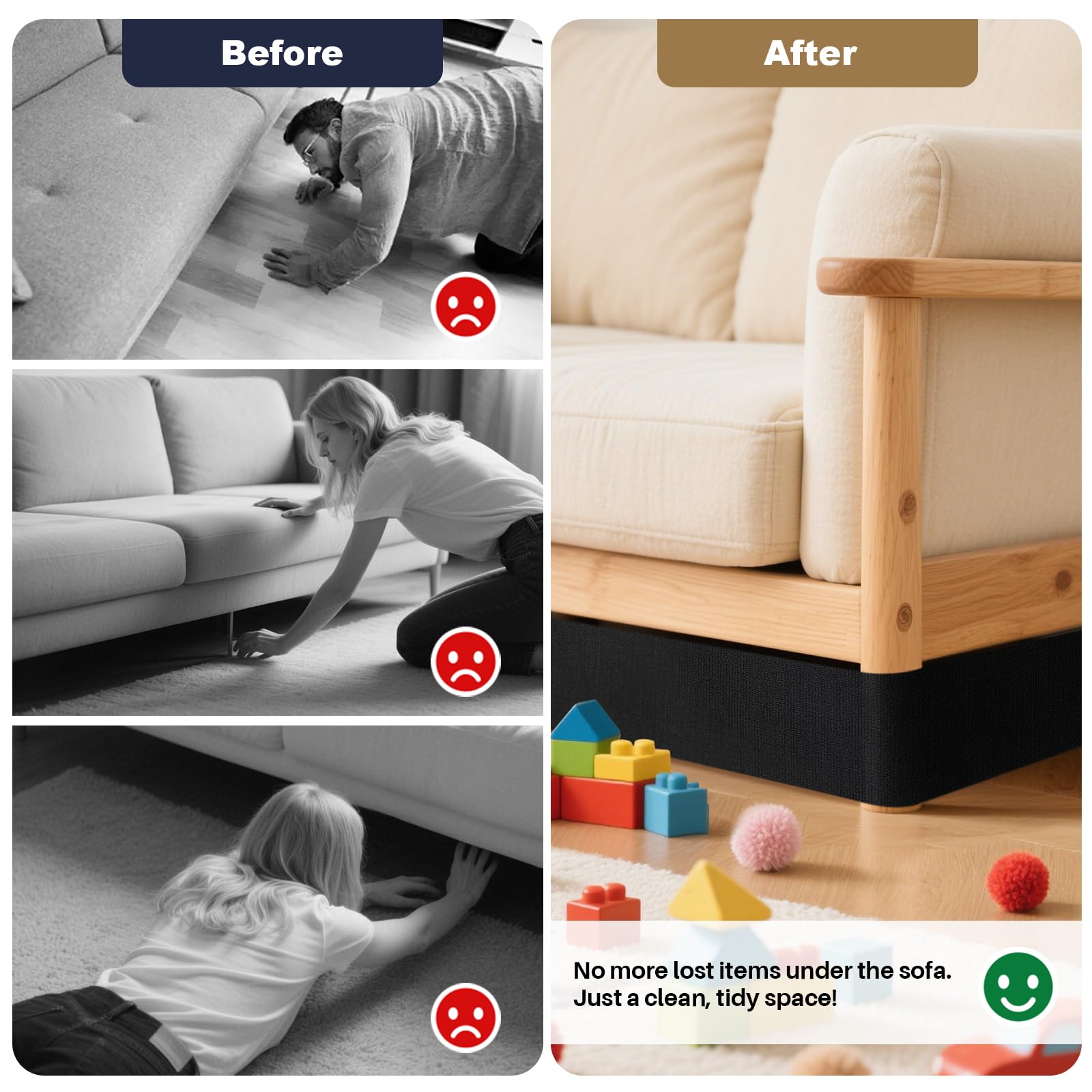 Sellmazon Under Couch Toy Blocker, Toy Blocker for Furniture, Stop Things Going Under Sofa Bed (5 in x 10.25 ft)