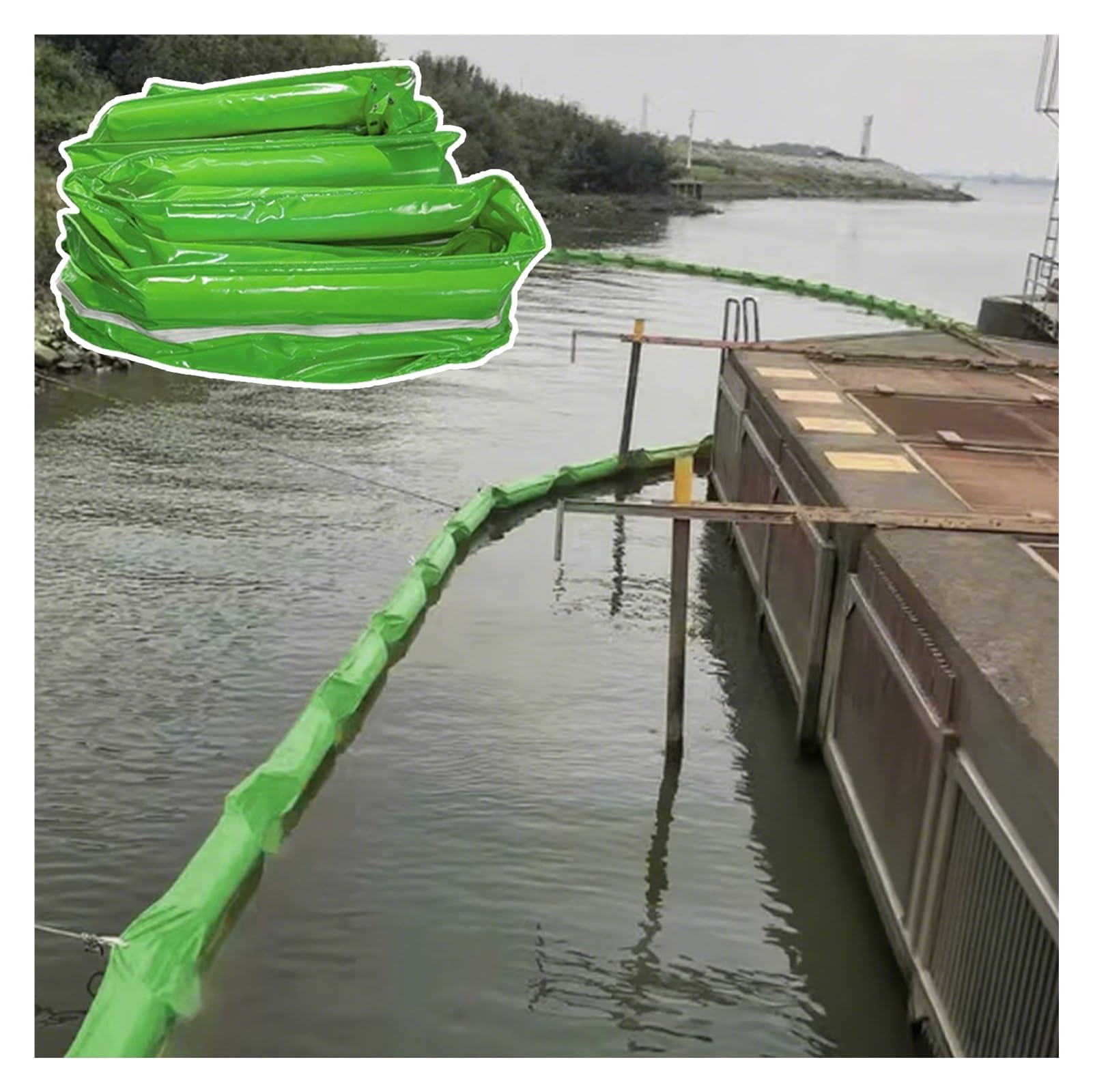 Barrera flotante de contención para derrames reutilizable de PVC