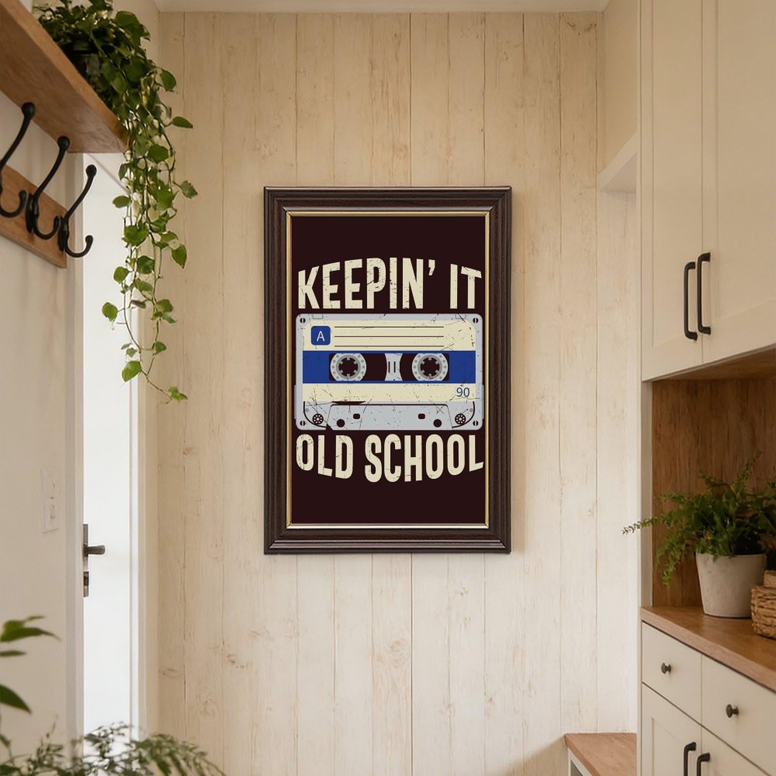 Poster in metallo Old School Hip Hop anni '80, poster su tela, decorazione artistica da parete, dipinti per soggiorno, camera da letto, decorazione Mokume Gane Cornice: 40,6 cm L x 61 cm W