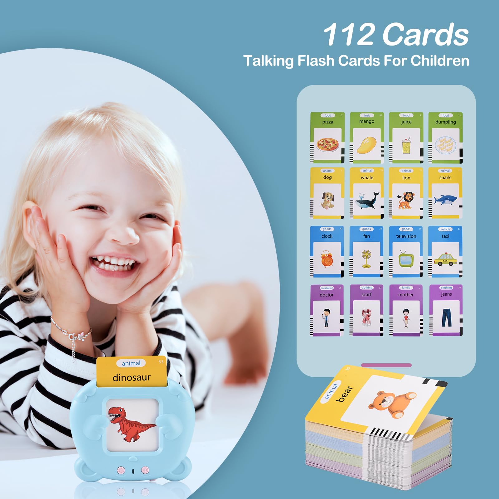 Jouet éducatif - Cartes Flash parlantes pour Tout-Petits - 112 cartes