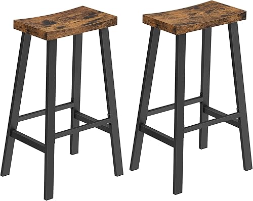 Miniatura 12 de VASAGLE Taburetes de bar, juego de 2 sillas de bar, taburetes de cocina con reposapiés, 23.6 pulgadas de alto, industrial en sala de estar, sala de