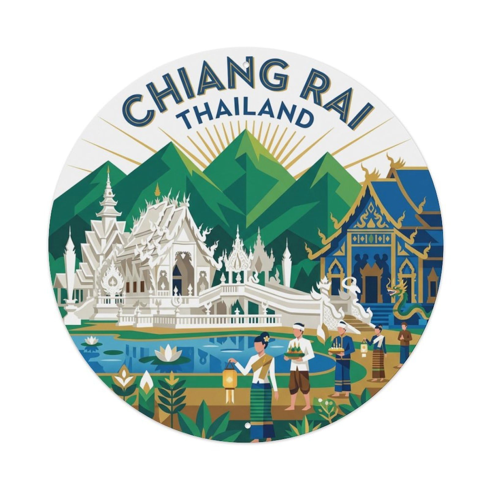 Xanthor Style Retro Travel Thailand Chiang Rai Metal Tin Sign