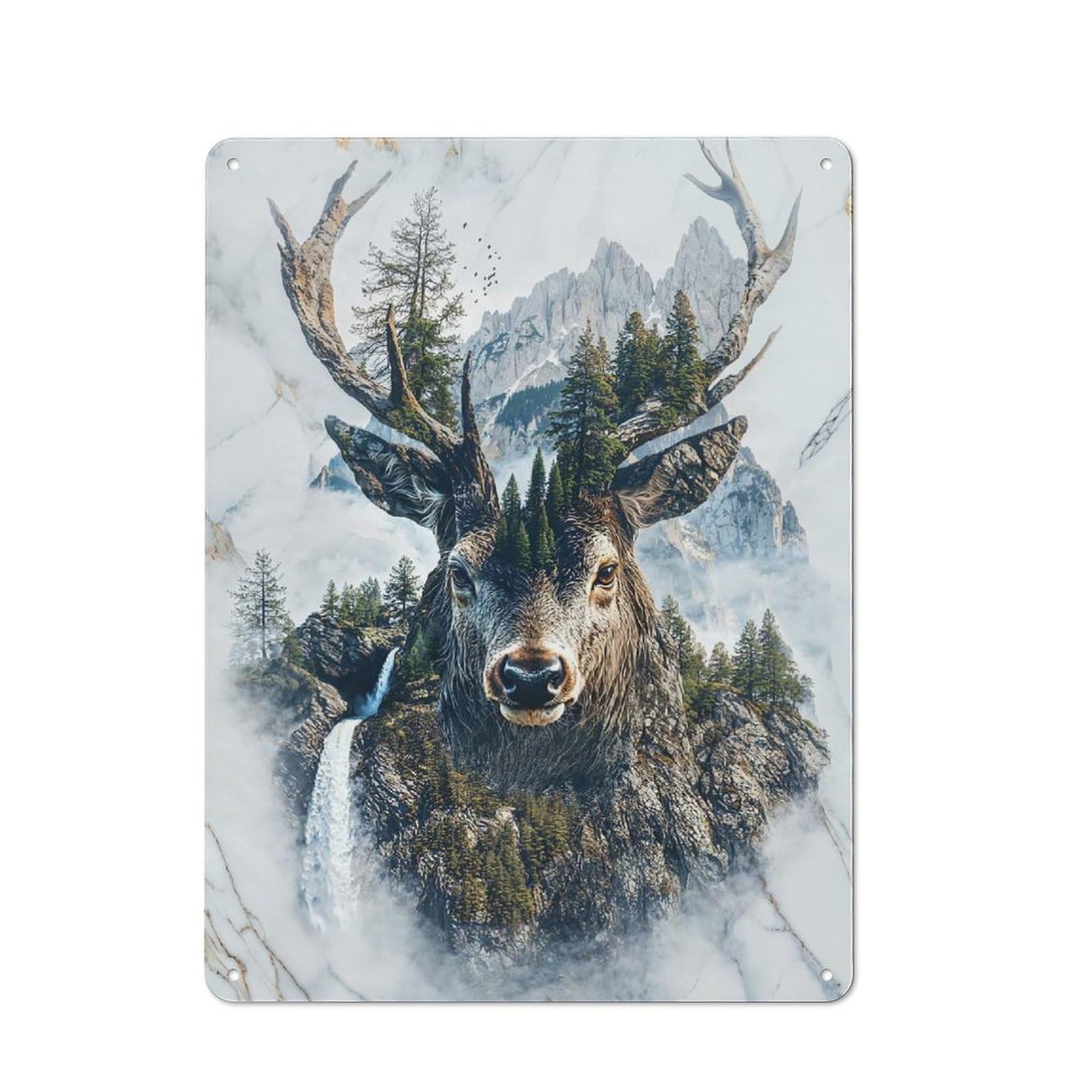 Junmoney Deer Spirit Of The Woods Printed Metal Sign 40X30cm For Café Or Restaurant, For Hospitality Interior Collectors