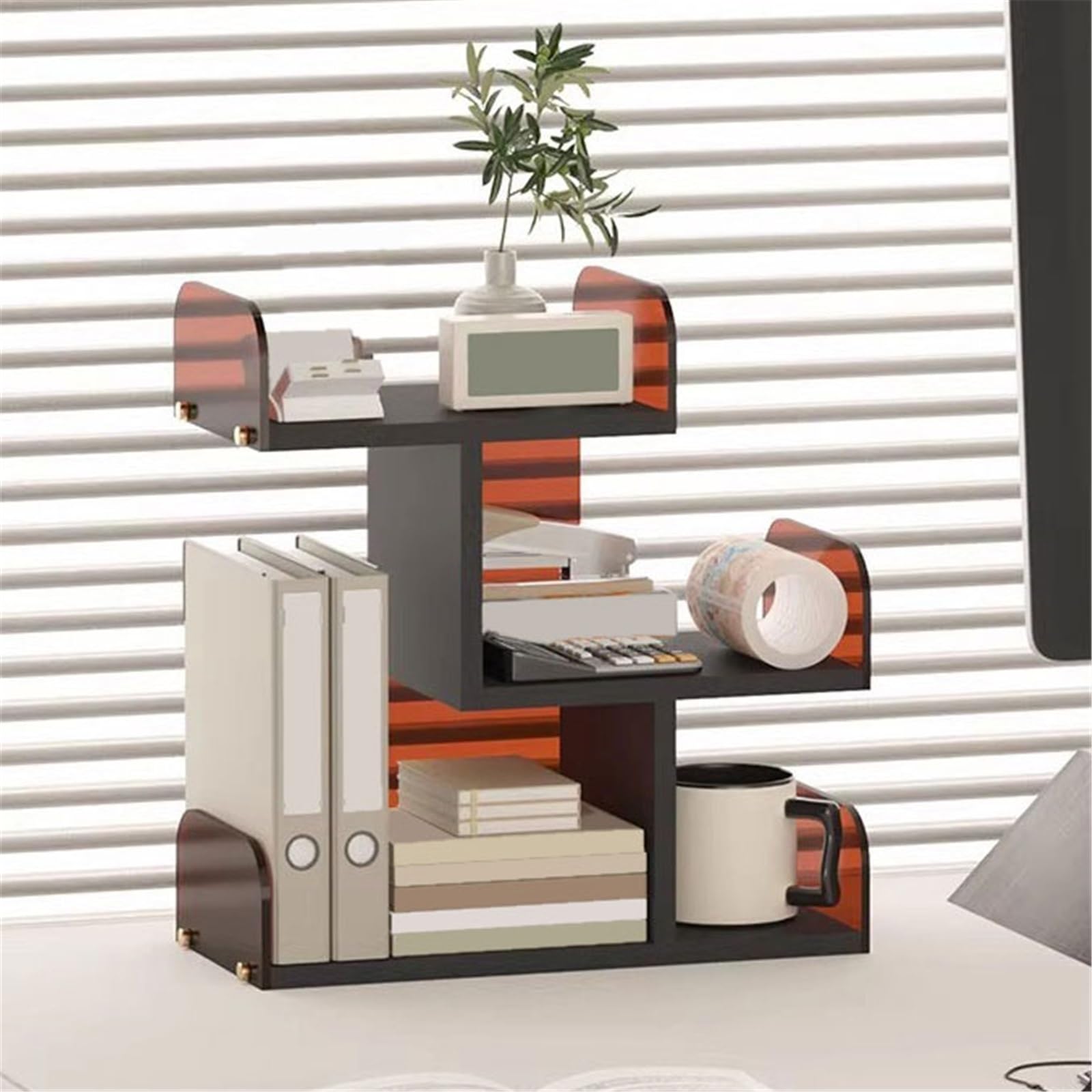 Regał regałowy Split-Level Storage Desktop Akrylowy regał na książki Organizator