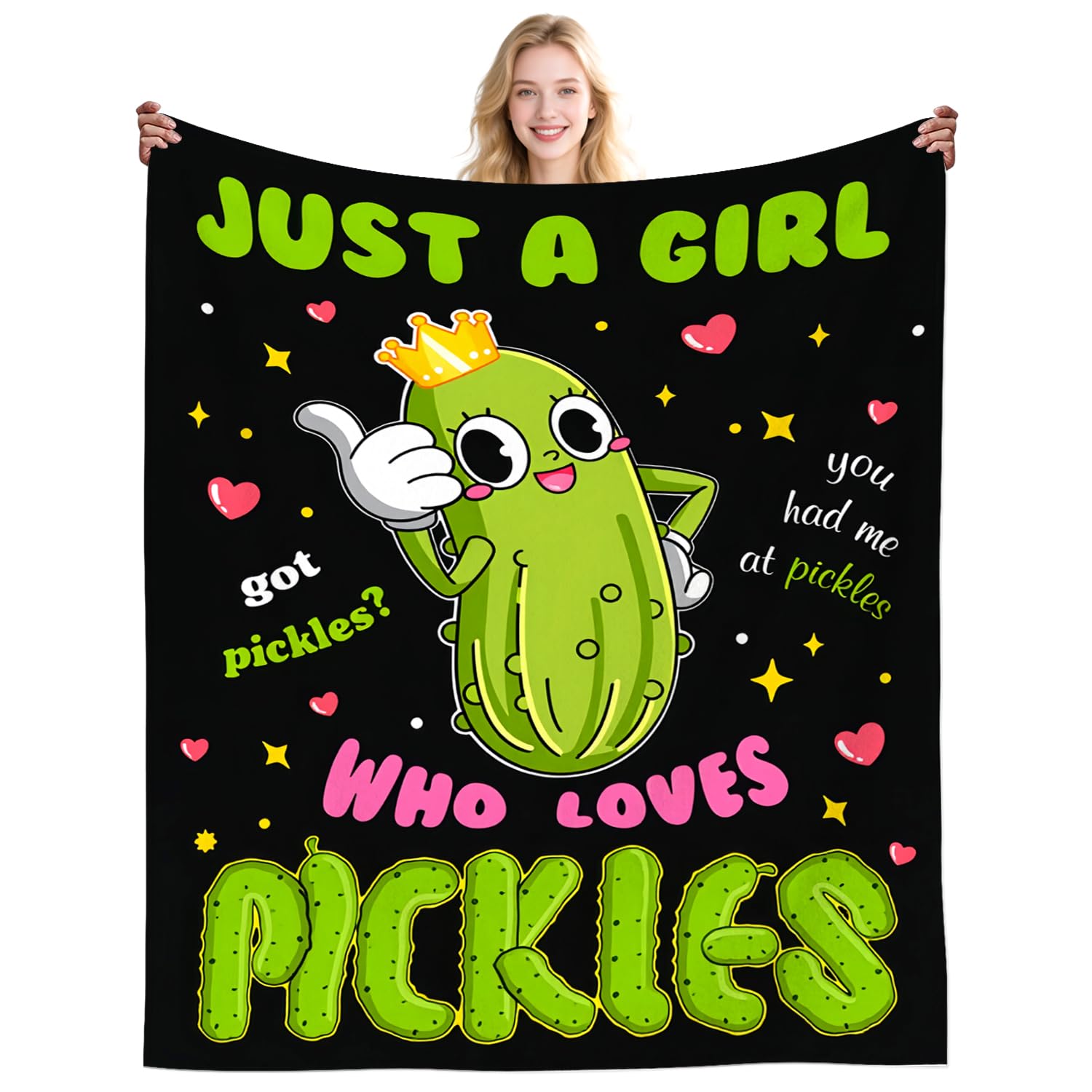 DikoGoGo Pickle Gifts Blankets for Women Pickle Lovers Just A Girl Who Loves Pickles Throw Blanket Stuff Plush Flannel Bedding Pickles Gifts for Women Girls Kids Adults Party Decorations 50"X40"INCH — image 1