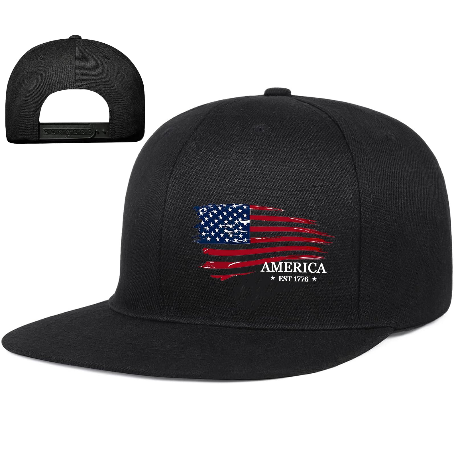 Snapback Hats for Men Flat Bill Hats for Men Black SkullHat Flat Brim Hat Fitted Hats Baseball Caps