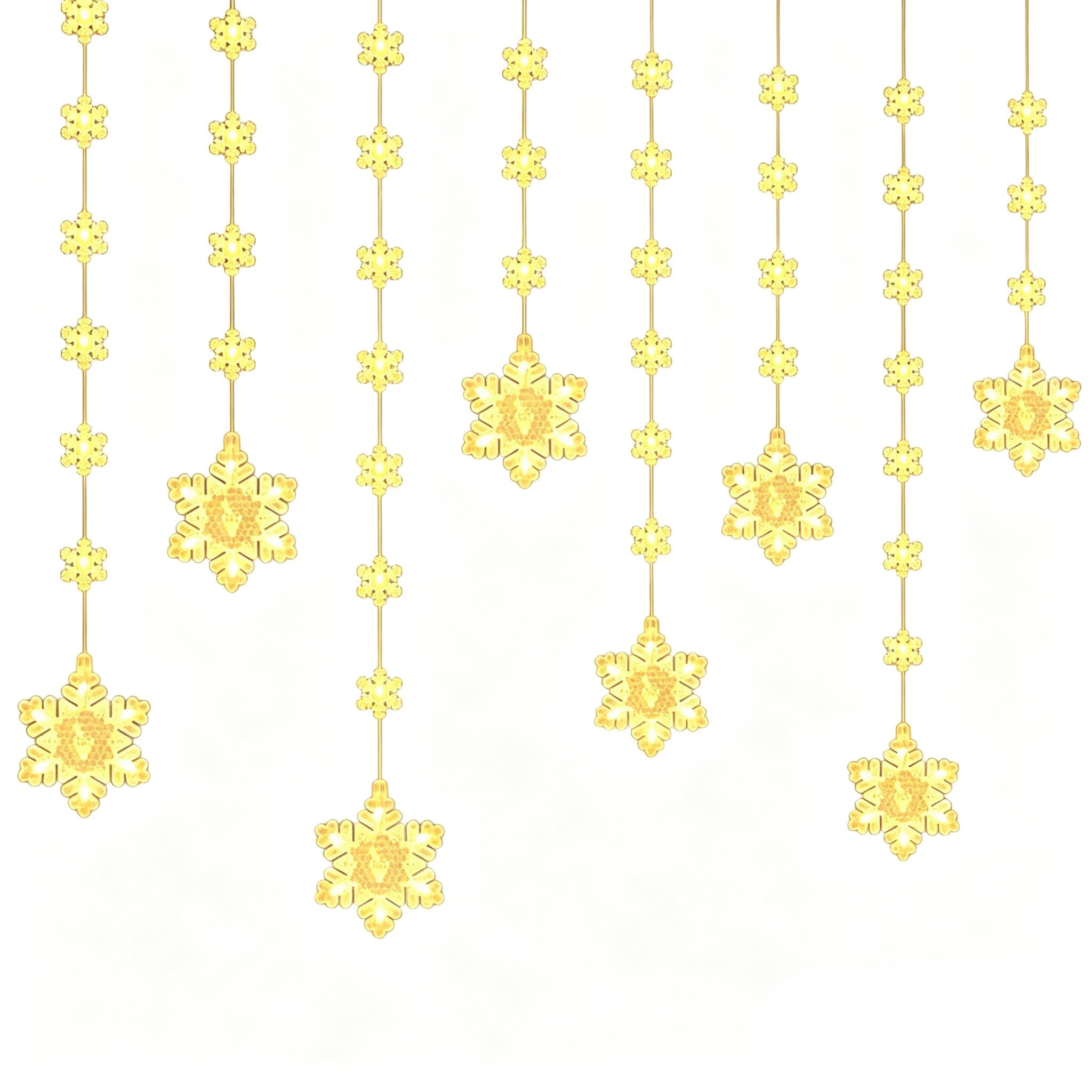 Lichterkette Schneeflocken Fenster Weihnachtsdeko,Schneeflocken Lichtervorhang mit Betrieben Fernbedienung Timer (Beige)