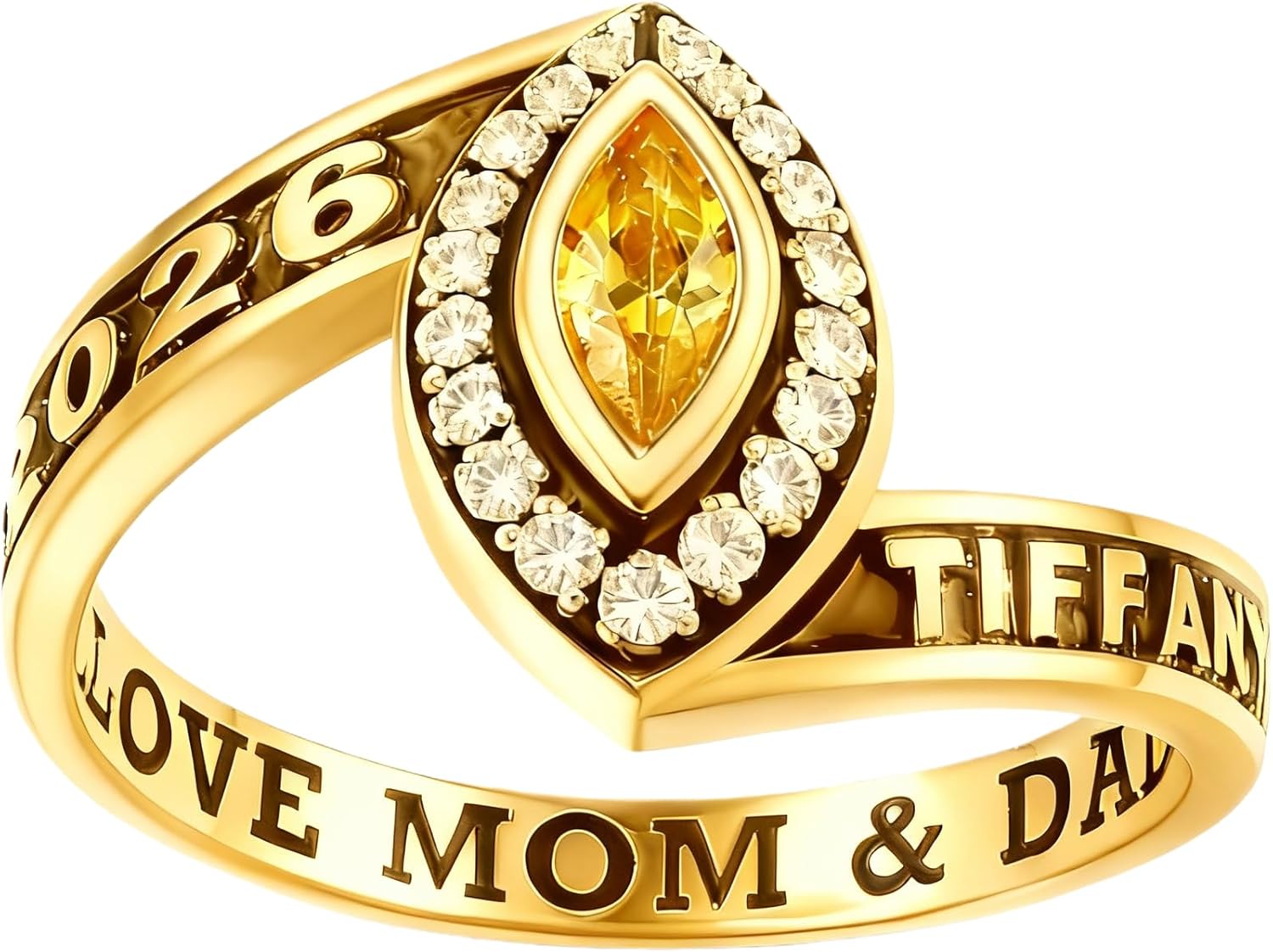 Custom Class Rings for Women, 925 Sterling Silver High School Ring, Graduation Rings for High School and College Graduates, Fully Personalized Birthstone Women's Class Ring