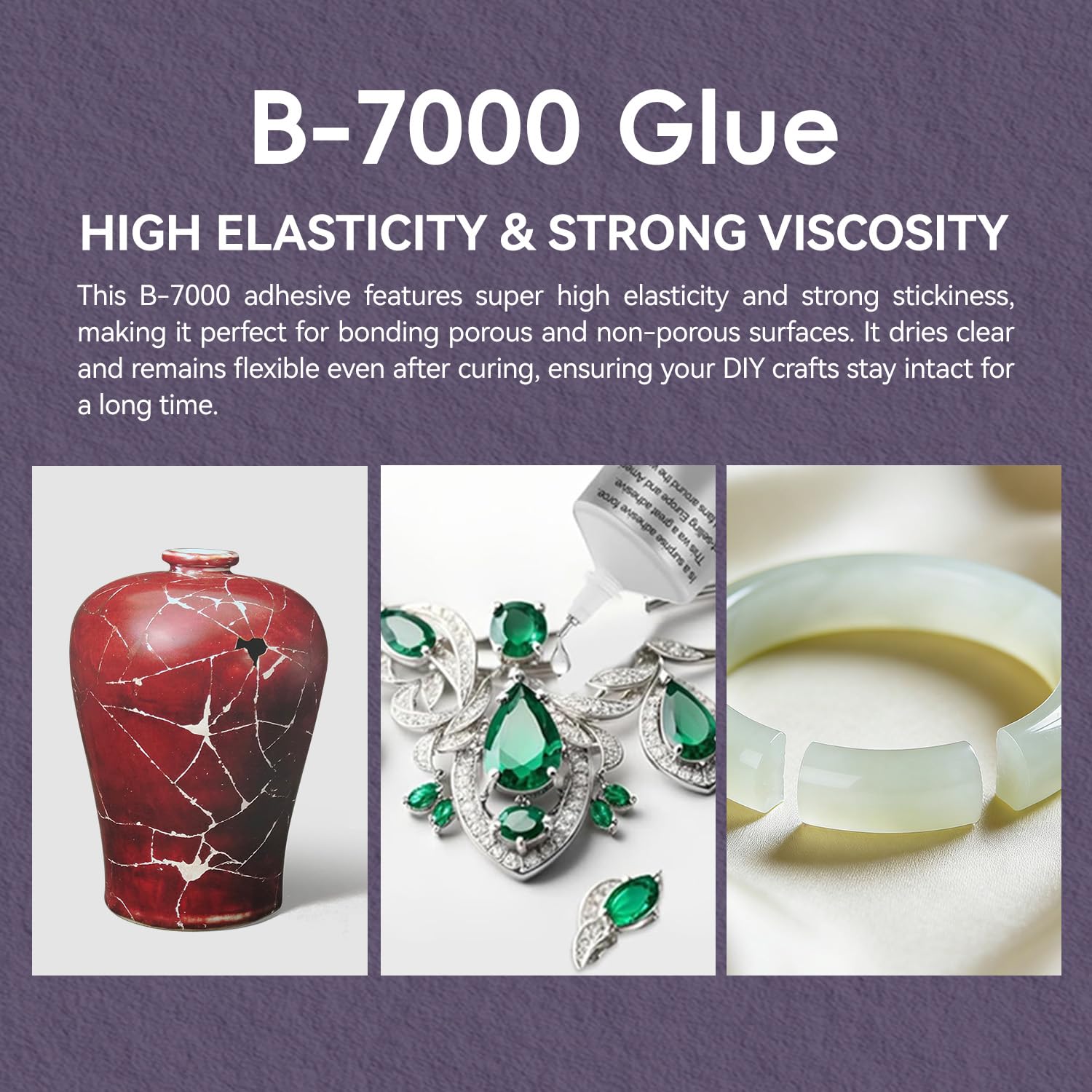 B-7000 Klej do Rhinestones and Jewelry Making | 50 ml przezroczysty uniwersalny klej z precyzyjną końcówką | Super mocny klej do rękodzieła wiskozy do telefonu z tkaniny szklanej | Wodoodporny klej