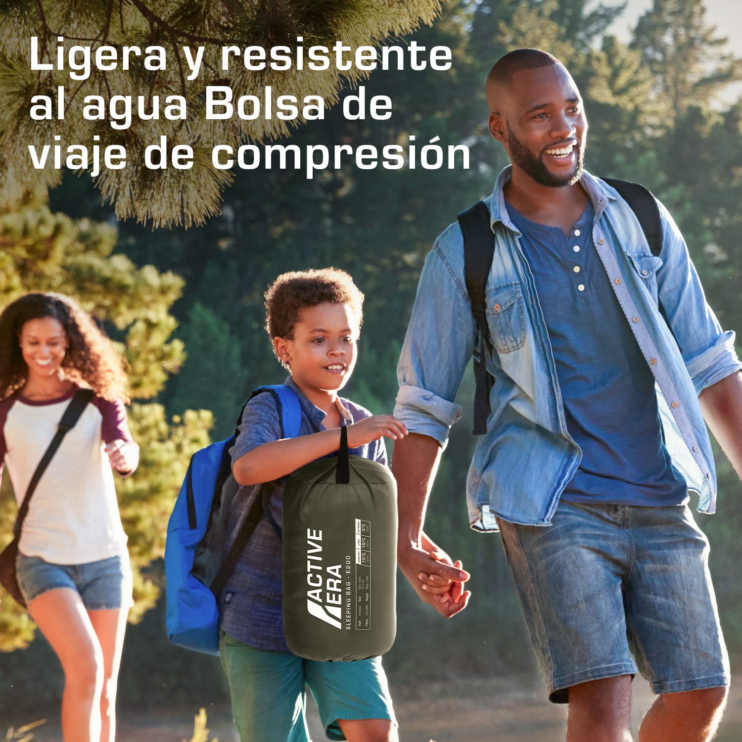 Active Era Saco de Dormir Ligero, 950 g, cálido, Transpirable para Adultos y niños. 10°C a 15°C, Uso Extremo -3°C. Campismo, Viajar, Senderismo, Interior y Exterior - 190 x 75cm