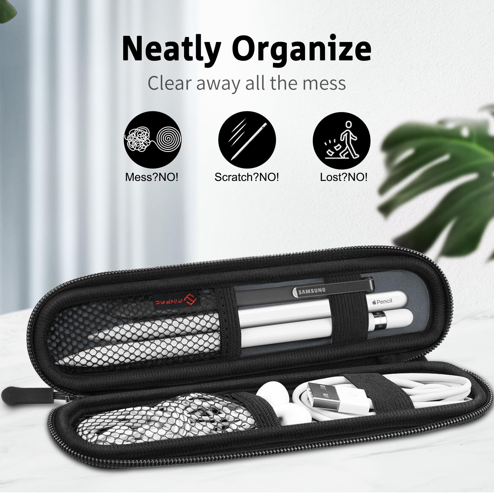 FINTIE Piórnik na ołówki Apple Pencil (1. i 2. generacji) - neoprenowy zamek błyskawiczny torba do przenoszenia etui na iPada Pro, iPad 2019 2018 ołówek, Samsung Stylus, kredka, długopis powierzchniowy, szary