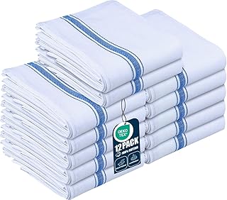 Utopia Towels – Trapo de cocina de 15 x 25 pulgadas, 100% algodón hilado en anillo, de lino súper absorbente, barra de limpieza suave y reutilizable, juego de toallas de cocina (paquete de 12, azul)