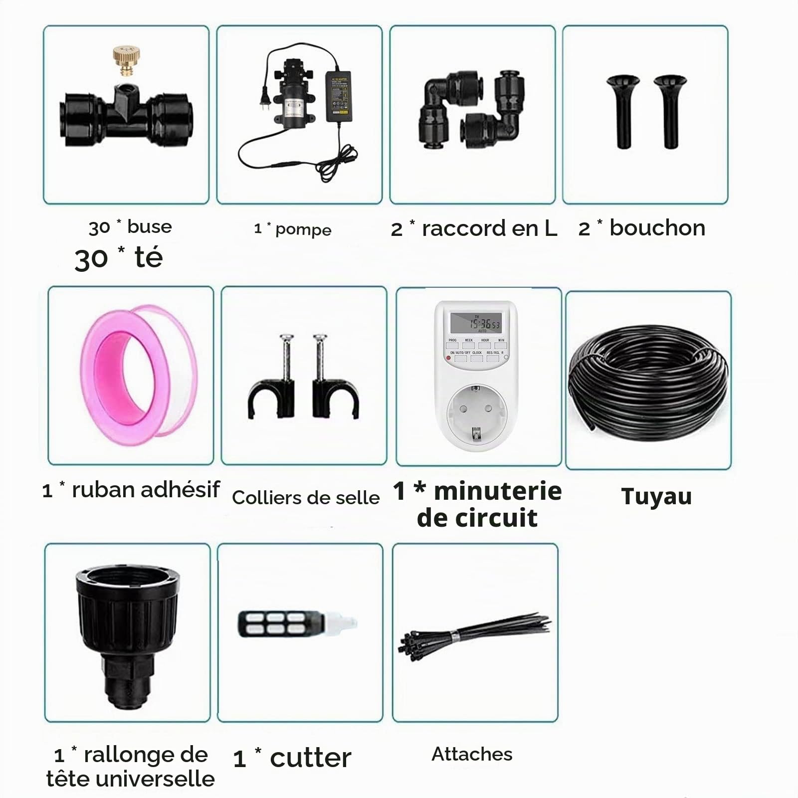 DIY Système de Brumisateur avec Pompe Silencieuse 24v & Minuterie, Système de Refroidissement Kit par Brumisation Extérieur avec Filtre, Patio Atomisation Micro Spri(Size:21m/68.8ftube + 31 nozzles)