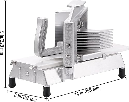 Miniatura 8 de VEVOR Cortador de tomate comercial, cortador de tomate de 316 pulgadas, cortador manual de tomate con tabla de cortar integrada, cuchillas de acero