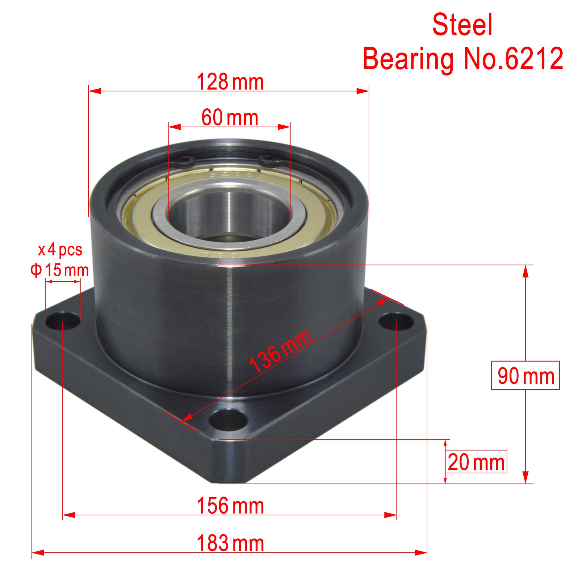 BRE –Doppellager mit Gehäuse, Lagerhalter mit Rundflansch, Lagersitz mit zwei Lagern, Rillenkugellager mit Sicherungsring. Größe: Innen-Ø 25 mm, Höhe L 45 mm, Stahllager Nr. 6205