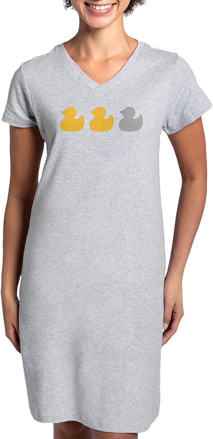 CafePress Duck Duck Gray Duck T Shirt Women's Nightshirt, Soft Long Pajama Shirt, Cotton PJs/Pyjamas