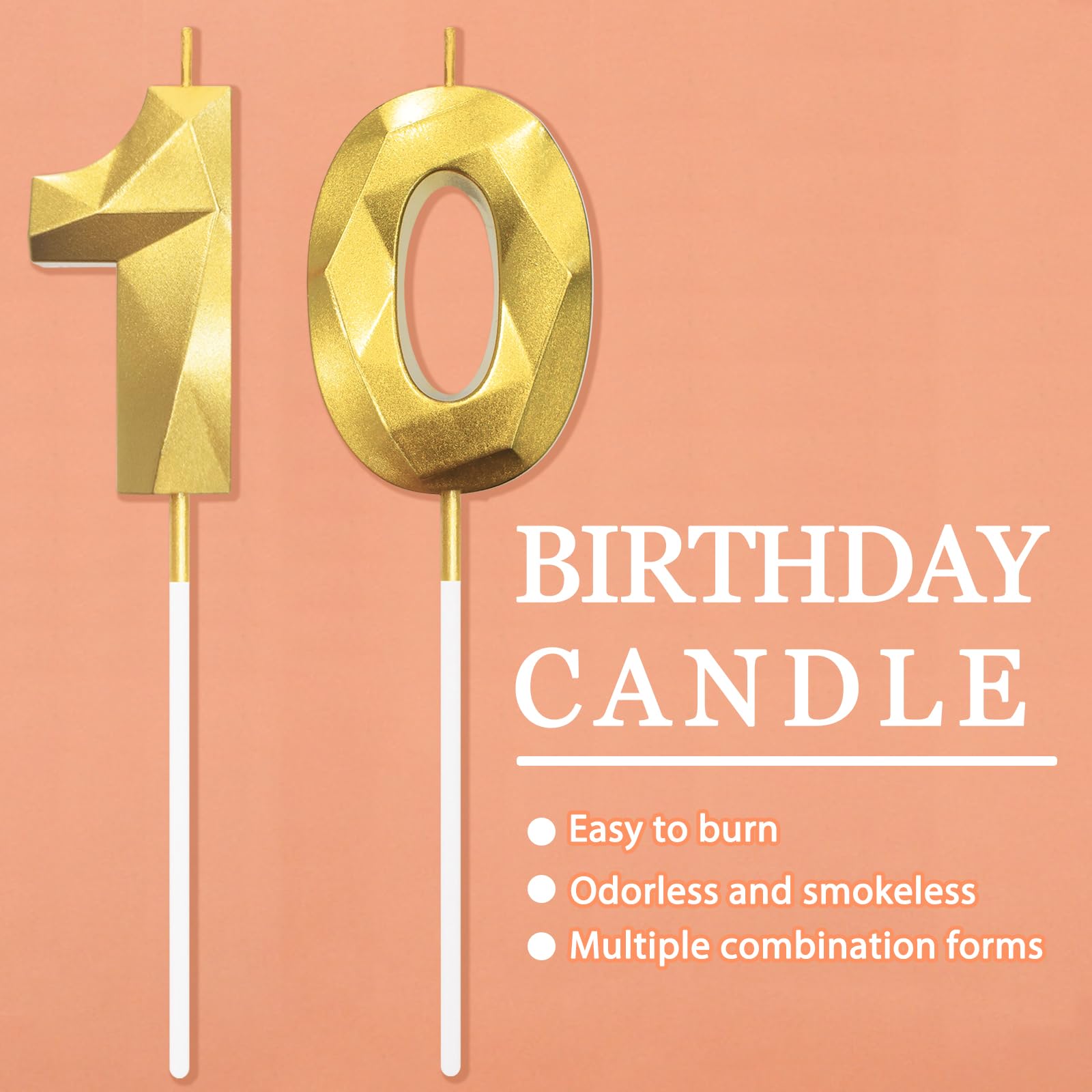 Set 10 Portacandele Numerici Riutilizzabili – In Acciaio Inox Oro E Argento, Per Torte Di Compleanno!