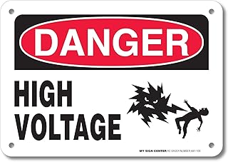 Danger High Voltage Sign, 7â€ x 10â€ Industrial Grade Aluminum, Easy Mounting, Rust-Free/Fade Resistance, Indoor/Outdoor, USA Made by MY SIGN CENTER