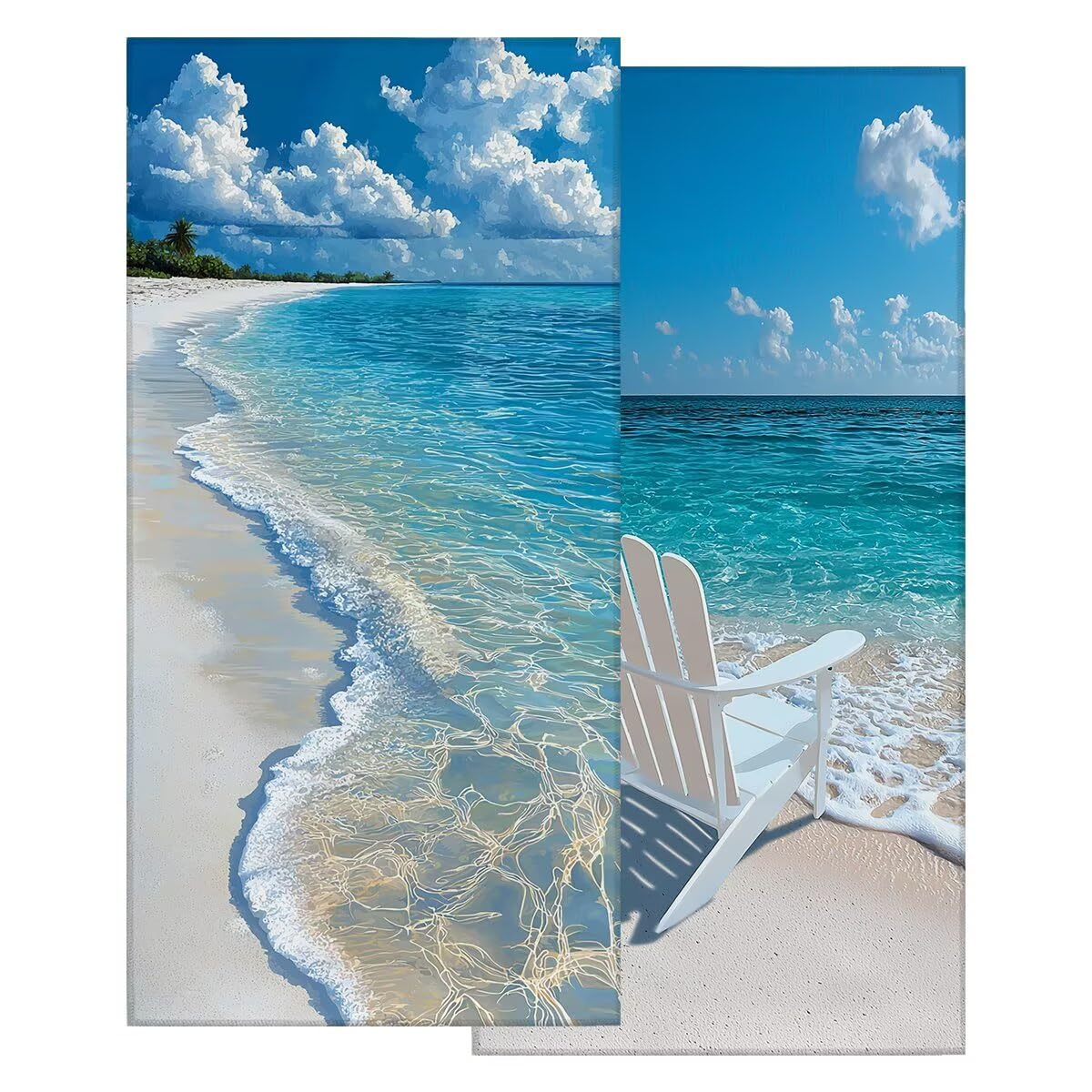 Toalla Playa 100x220 cm, Toalla Gimnasio Microfibra Secado Rapido, Juego de 2 Antiarena Toallas de Playa, Ligera Compacta Toallas Microfibra Grande para Viaje, Regalo Hombre Mujer (Océano) -5103