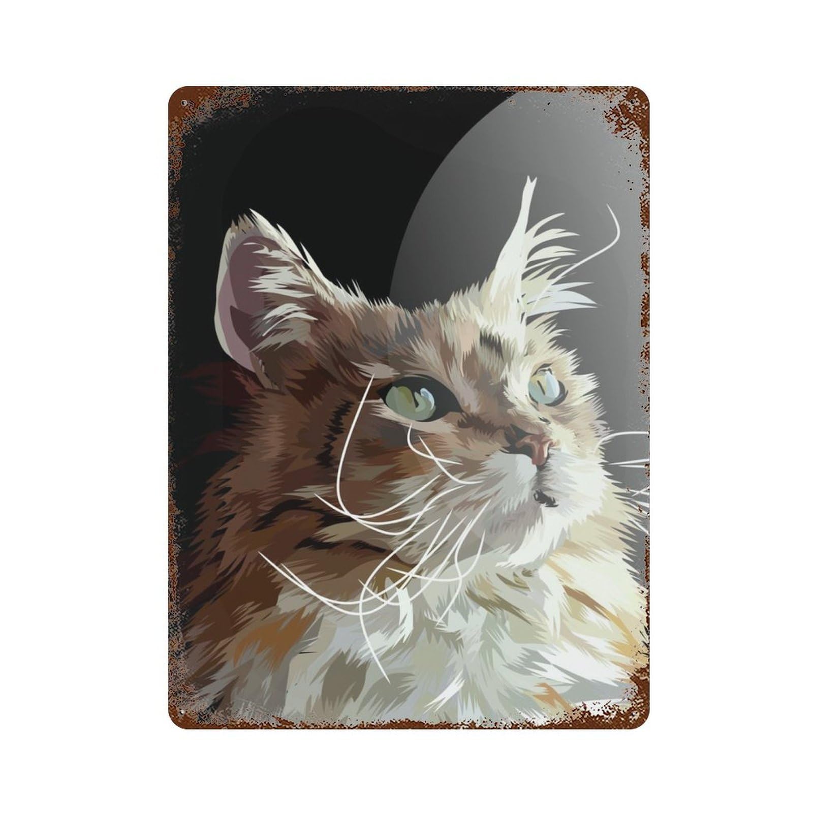 Garage Style Vector Cat Rusty Metal Tin Sign 15.7"x11.8", Novelty Wall Decor for Bar And Workshop