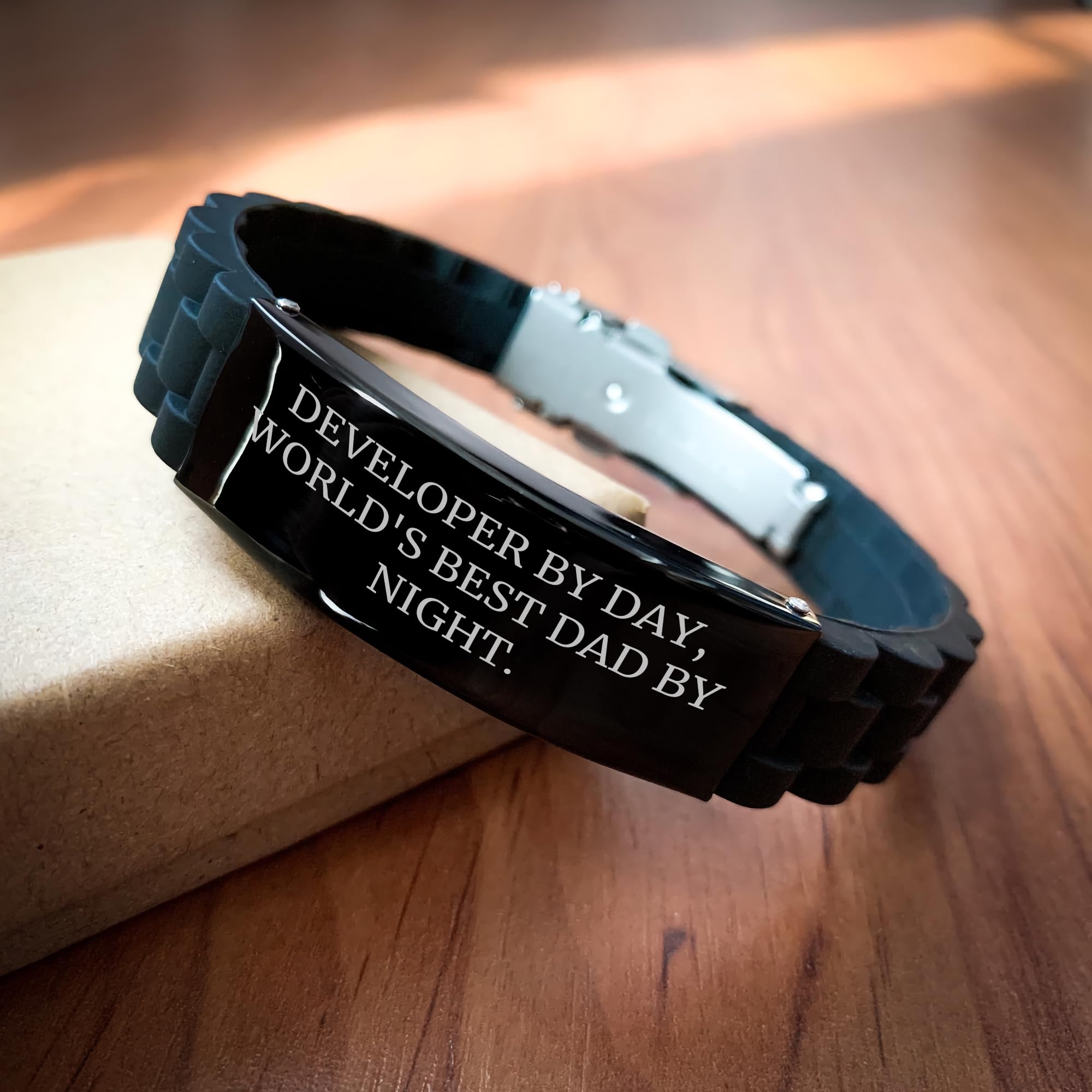 Developer's Proud: Glide lock Clasp Bracelet, Funny Quote, Birthday Unique Gift, Gifts from Friends, Gifts for Developer