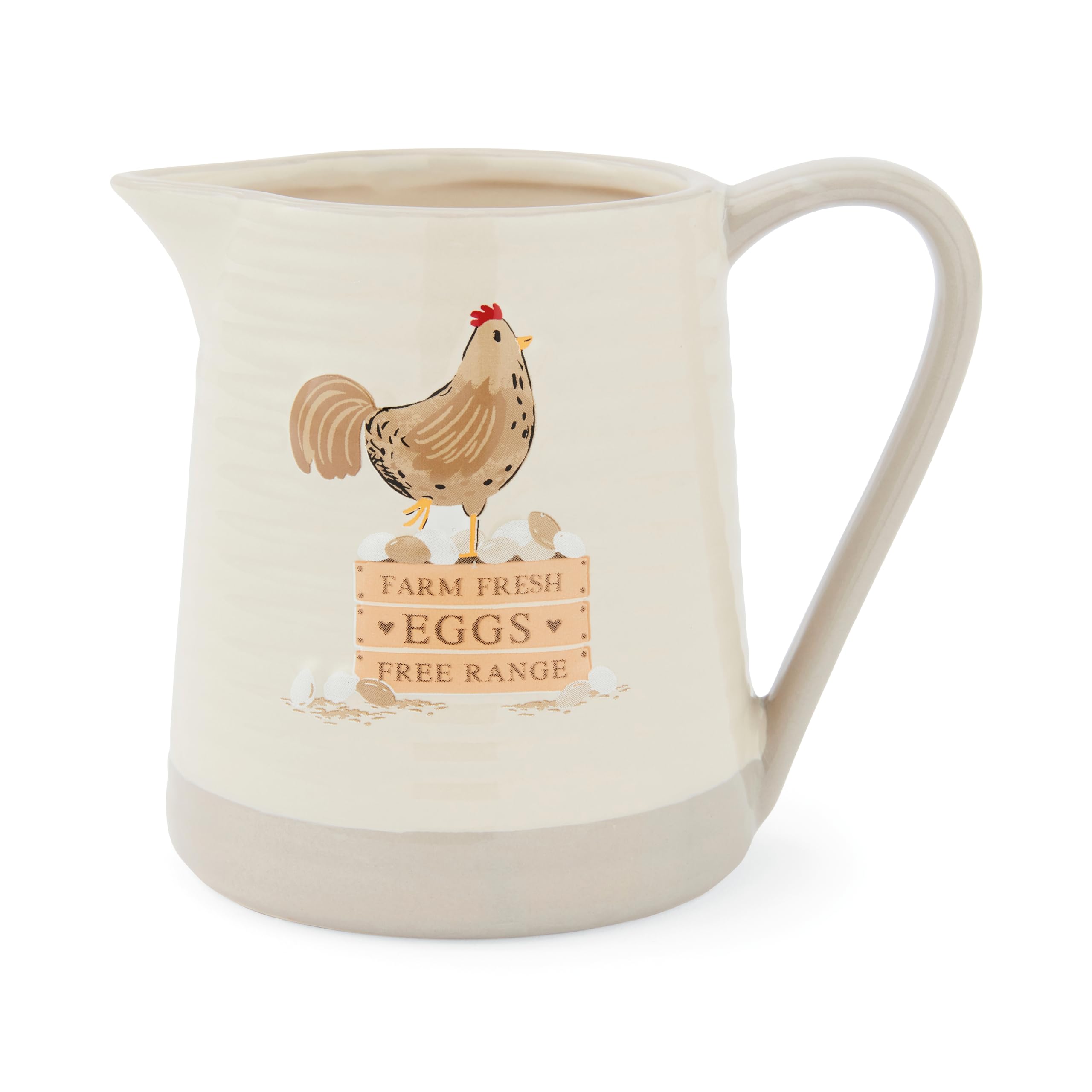 Cooksmart Hen House Lane Small Jug | British Designed Farmhouse Kitchenware | Embossed Stoneware Jug with Ribbed Body | Rustic Countryside Style | Dishwasher & Microwave Safe