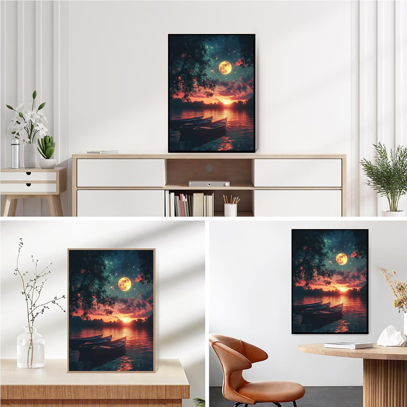 Diamond Painting Kit Completo, Diamond Painting Barca, 5D Quadrato Pittura Diamante Kit Manualidades Adultos DIY Diamantini Crystal Art Disegni Ricamo Punto Croce Artigianale, 60x90cm Tramonto j0-963