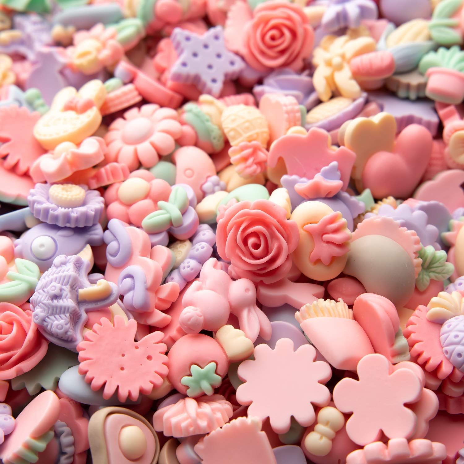 Slime Charms Cartoons Flowers Cute Set - Mixed Lot Assorted Cartoons Flowers Resin Flatback Cute Sets for DIY Crafts Making,Decorations,Scrapbooking,Embellishments,Hair Clip 25pcs image 2